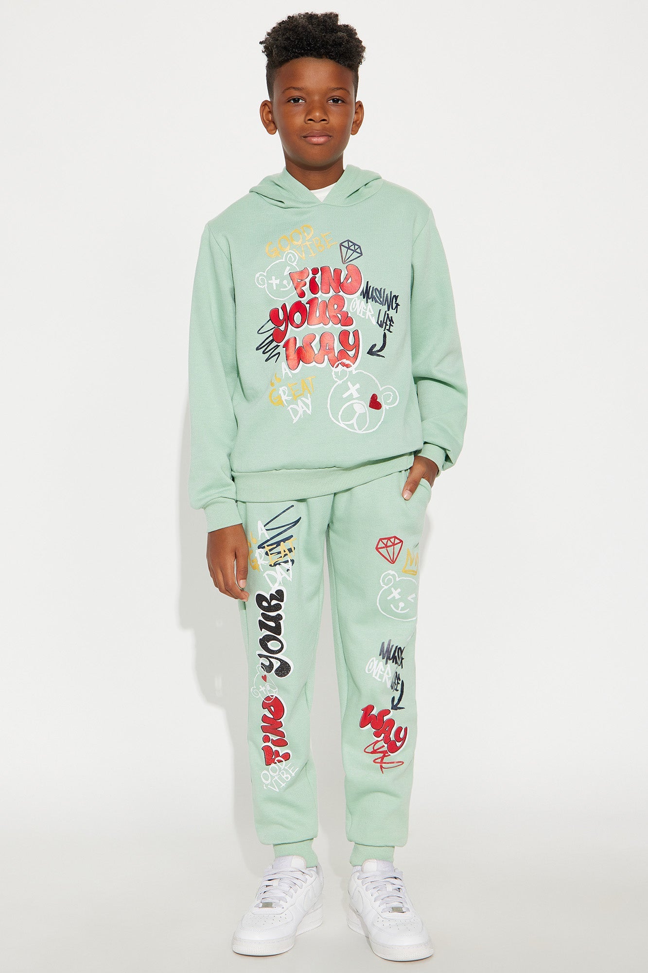 Mini Gotta Find Your Way Jogger Pant Set - Sage