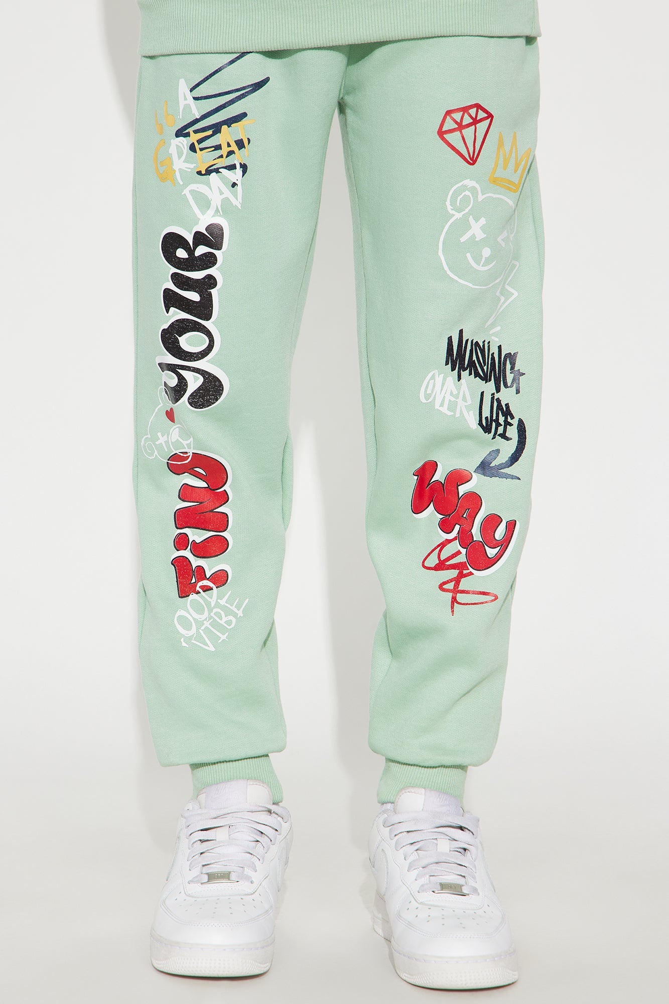 Mini Gotta Find Your Way Jogger Pant Set - Sage