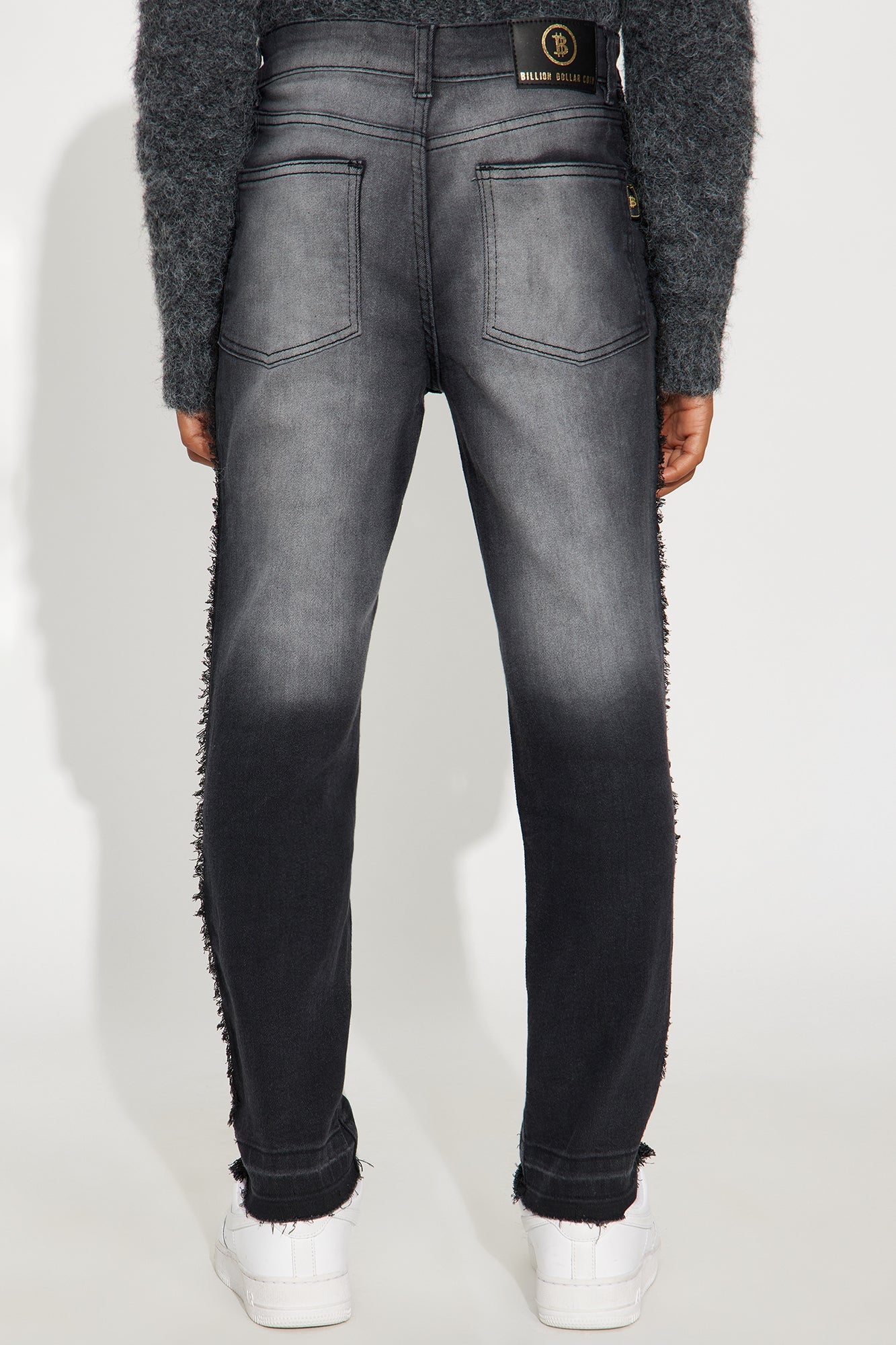 Mini Caleb Distressed Straight Leg Jeans - Charcoal