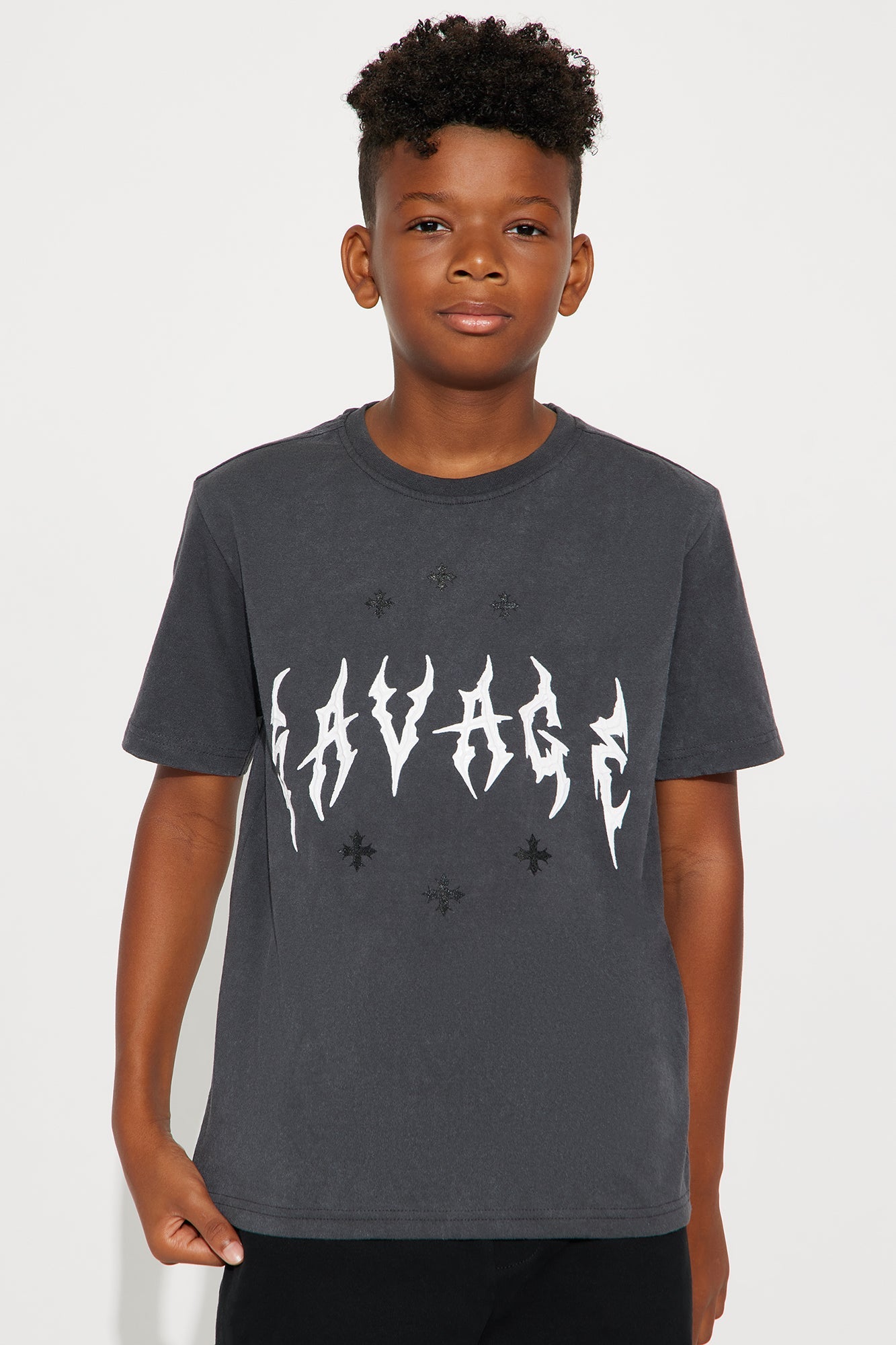Mini Savage Life Short Sleeve Tee - Grey Mineral Wash