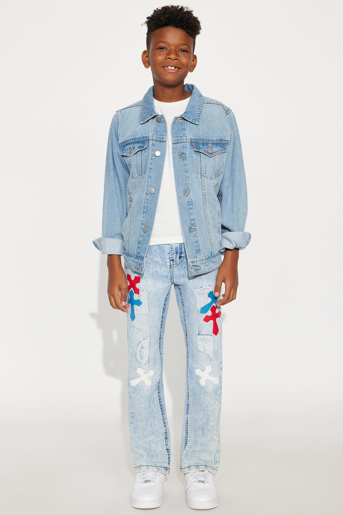 Mini Got My Wires Crossed Distressed Jeans - Light Blue Wash