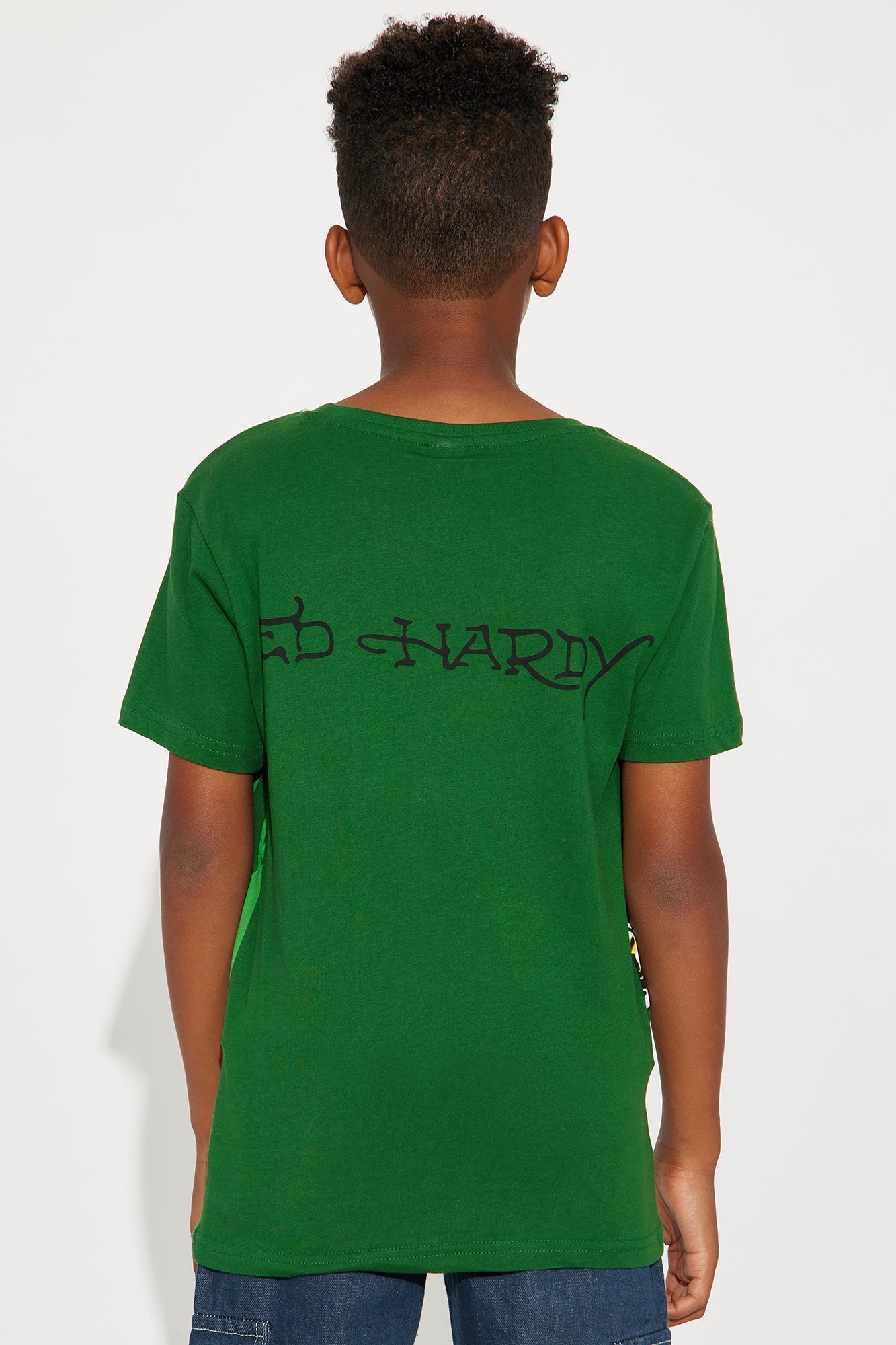 Mini Ed Hardy Fearless Tiger Front/Back Short Sleeve Tee - Green
