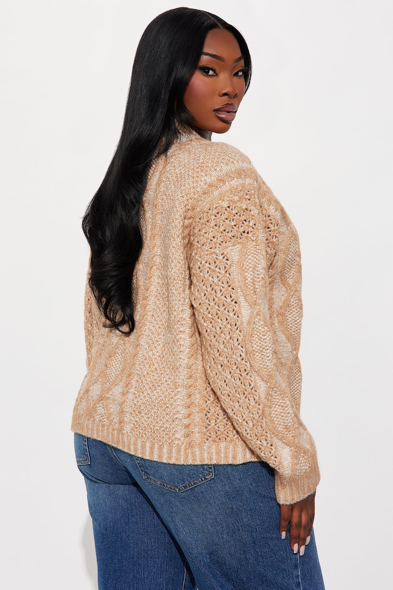 Snow Daze Cable Knit Cardigan - Taupe