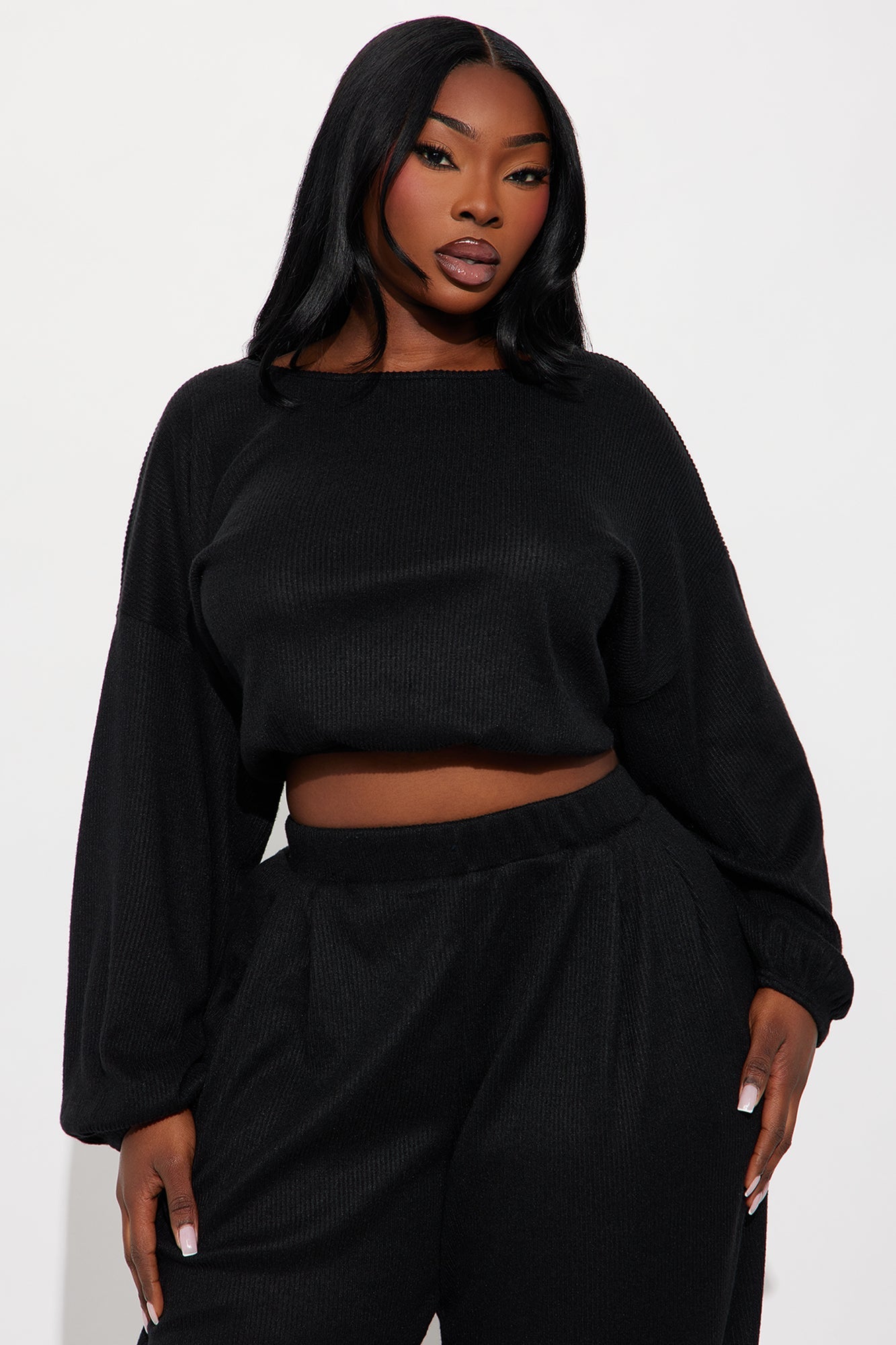 Homebody Wide Leg Pant Set - Black