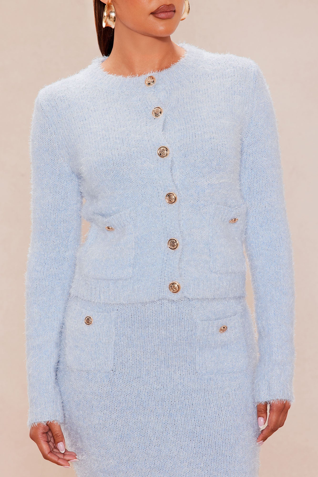 Arabella Cardigan Skirt Set - Light Blue