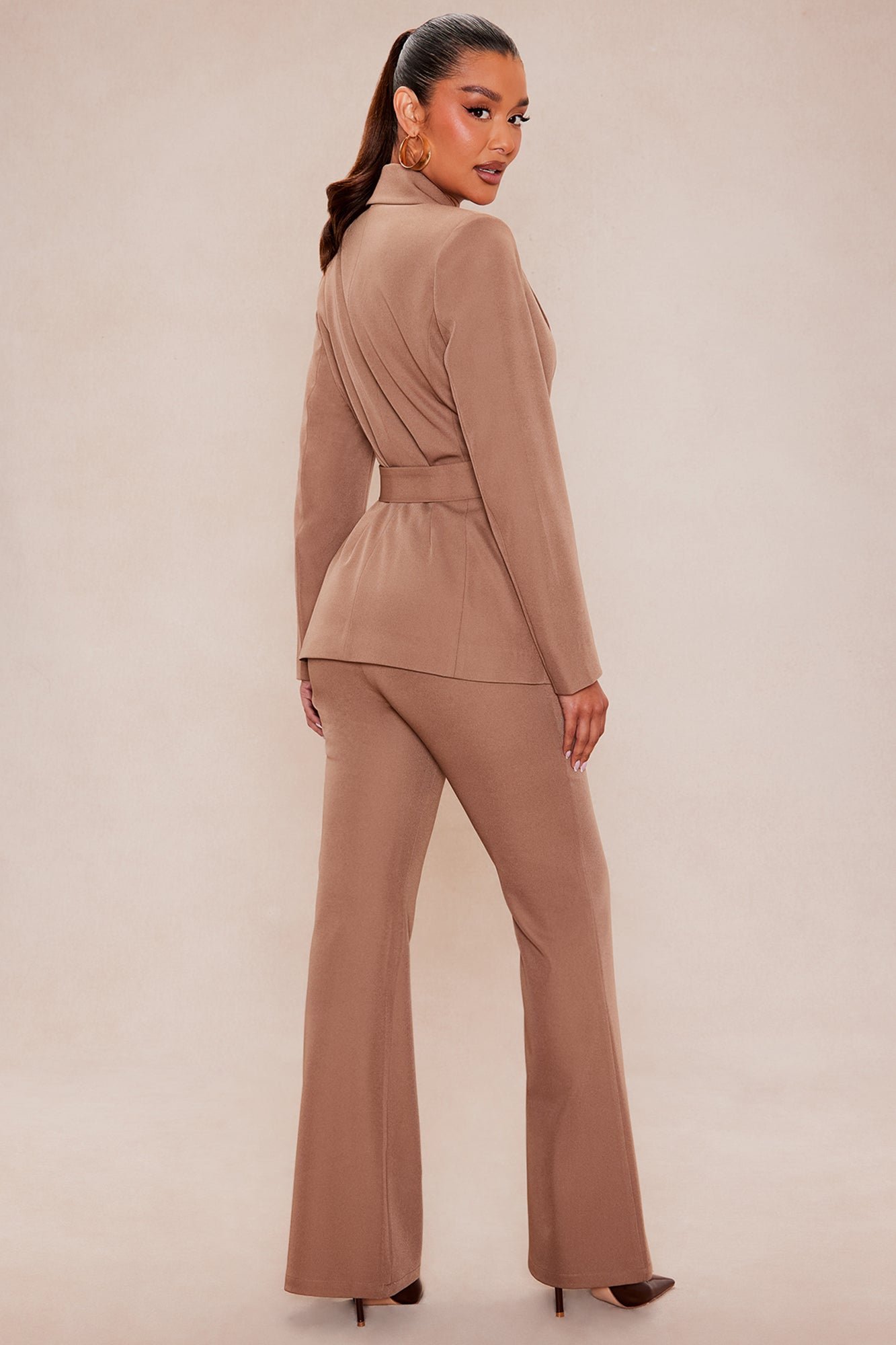 Raeline Tie Waist Blazer Pant Set - Coco