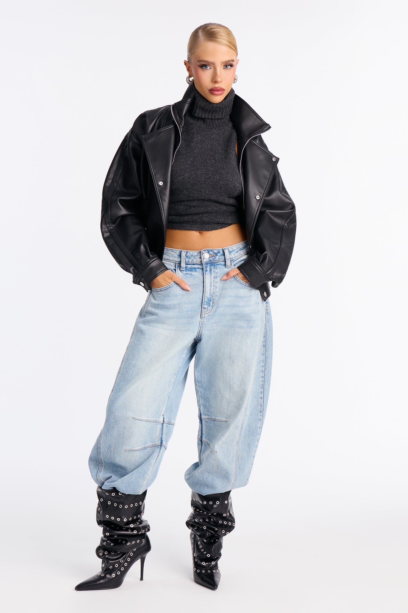 Guilty Pleasure Faux Leather Moto Jacket - Black