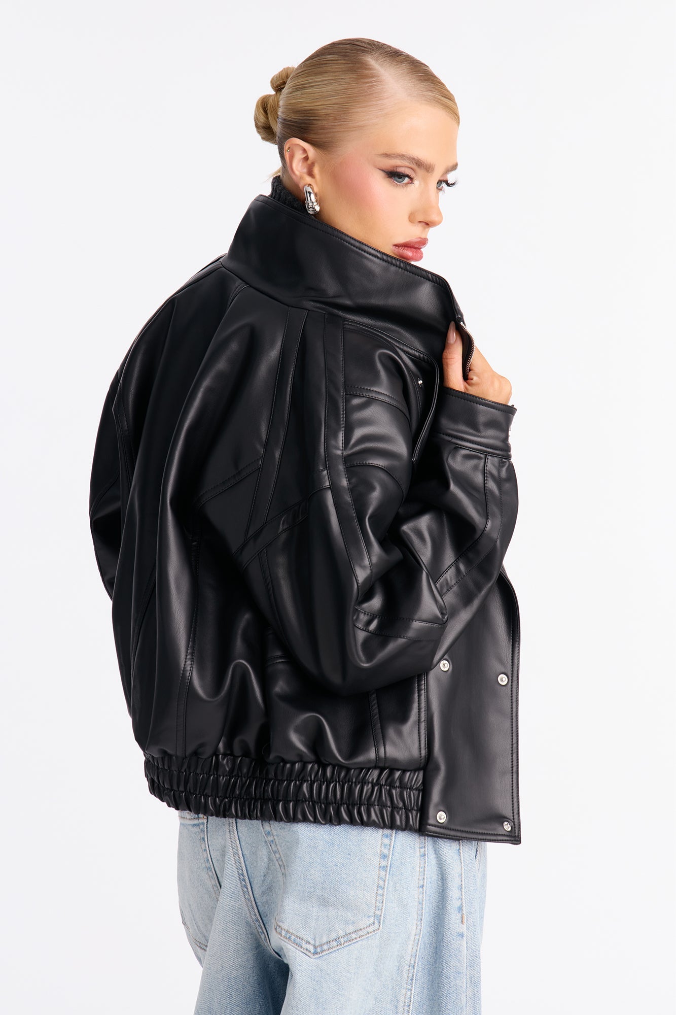 Guilty Pleasure Faux Leather Moto Jacket - Black