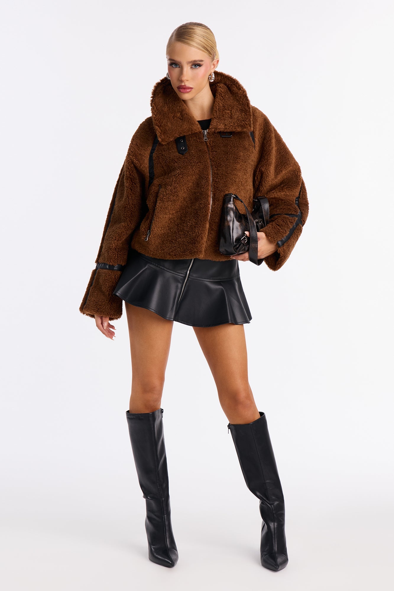 Cameron Faux Fur Jacket - Brown