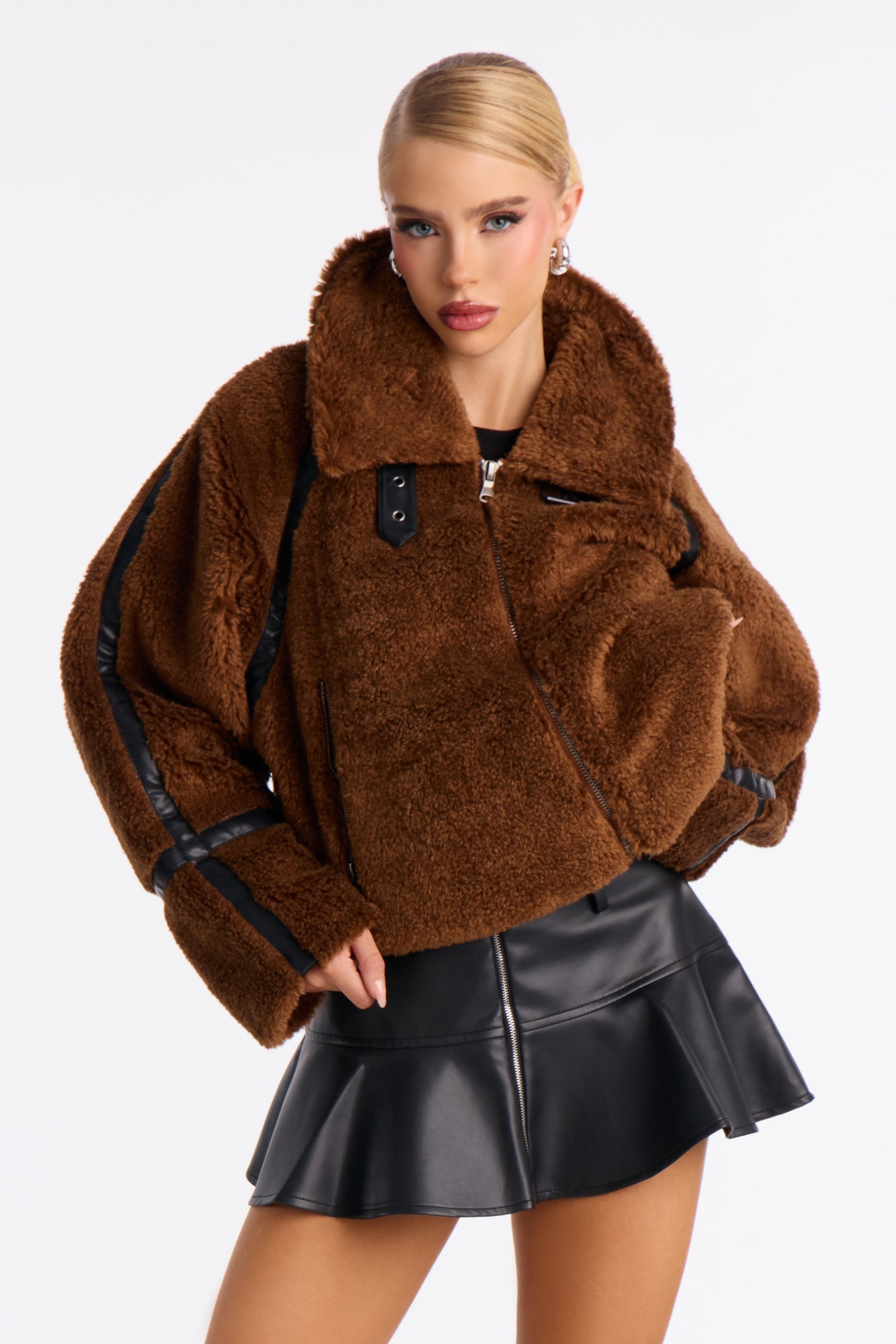 Cameron Faux Fur Jacket - Brown