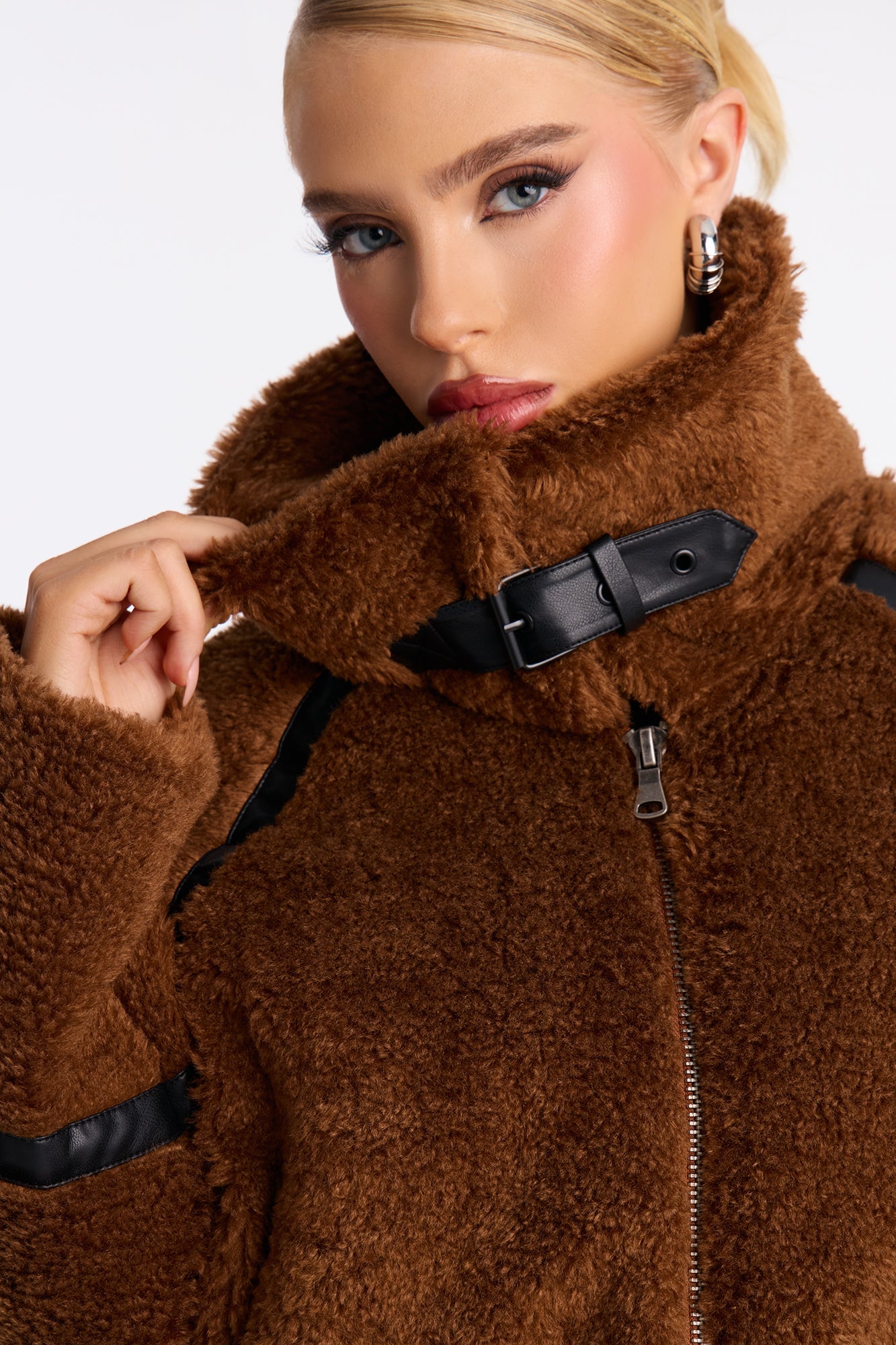 Cameron Faux Fur Jacket - Brown