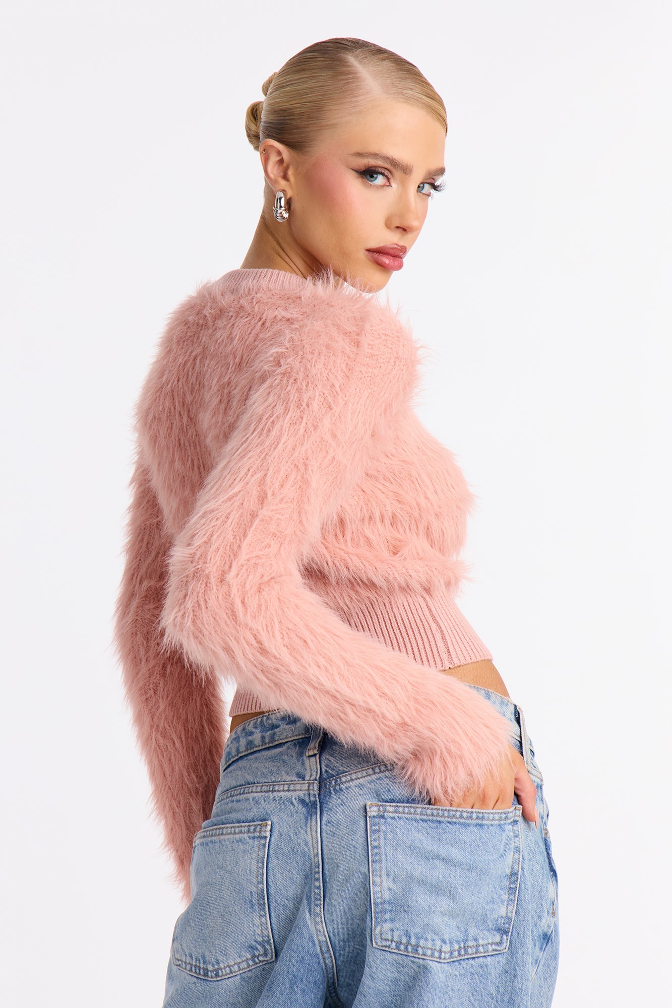 Winter Chill Soft Fuzzy Sweater - Blush