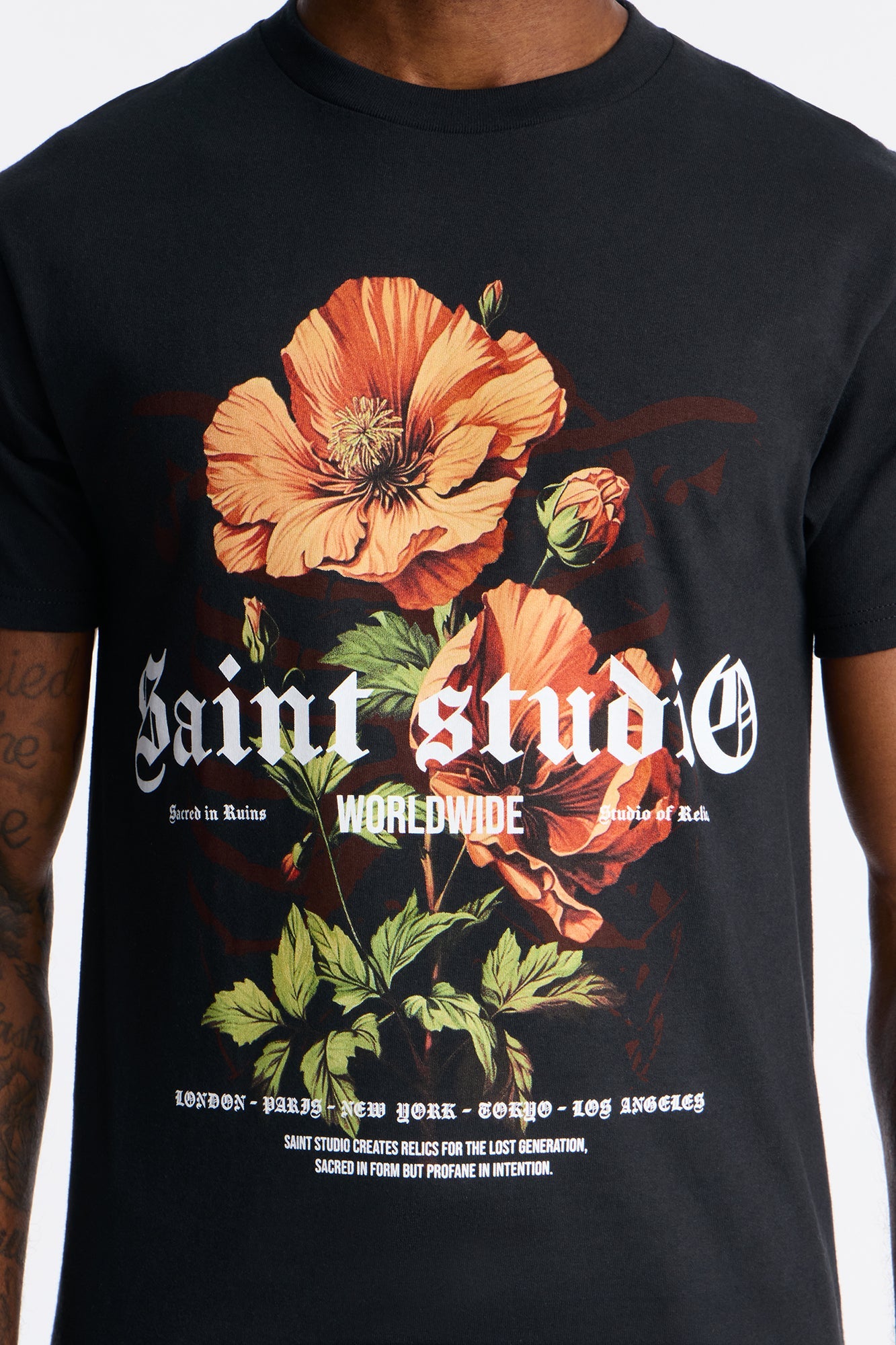 Saint Studio Floral Edition Short Sleeve Tee - Black