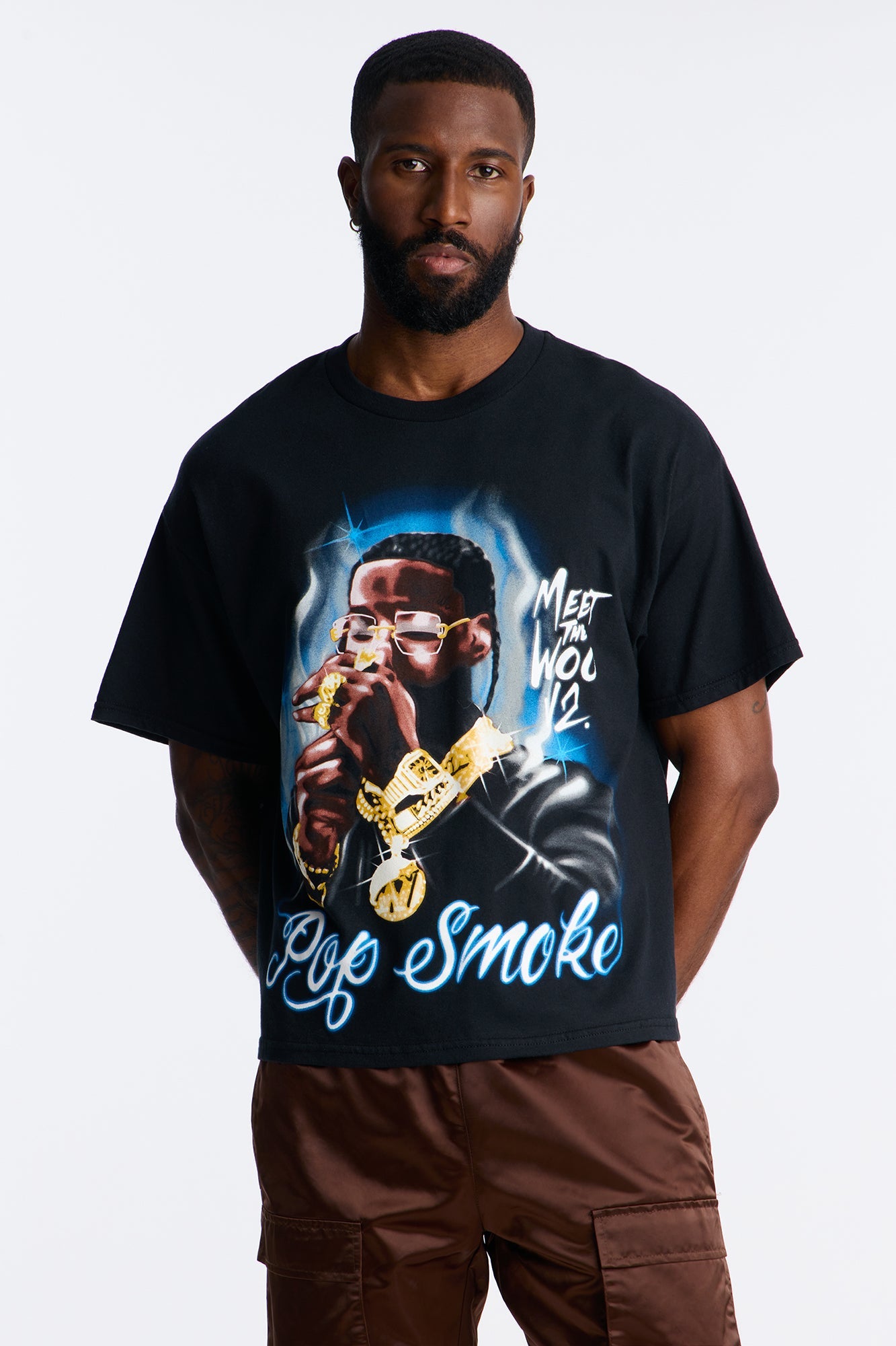 Pop Smoke Meet The Woo V2 Oversized Short Sleeve Tee - Black