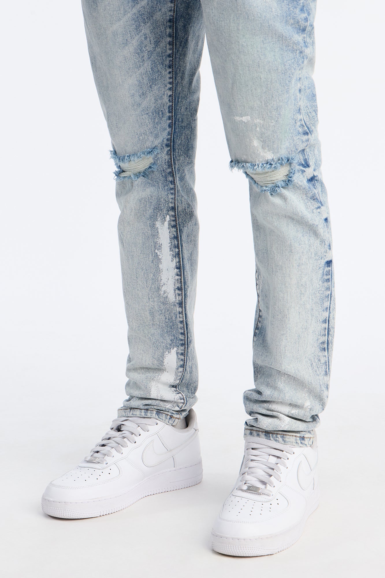 Stacked Skinny Masterpiece Distressed Jean - Light Blue Wash