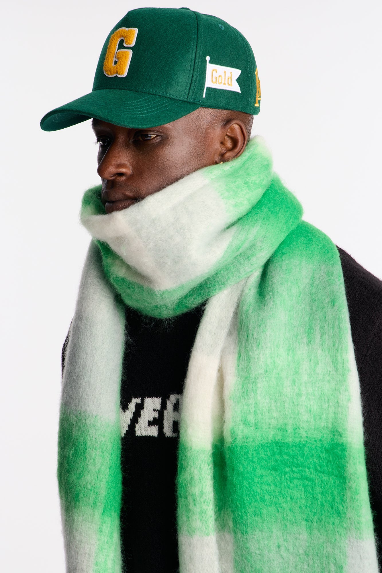 Mountaineer Plaid Wool Like Oversized Scarf - Green/combo