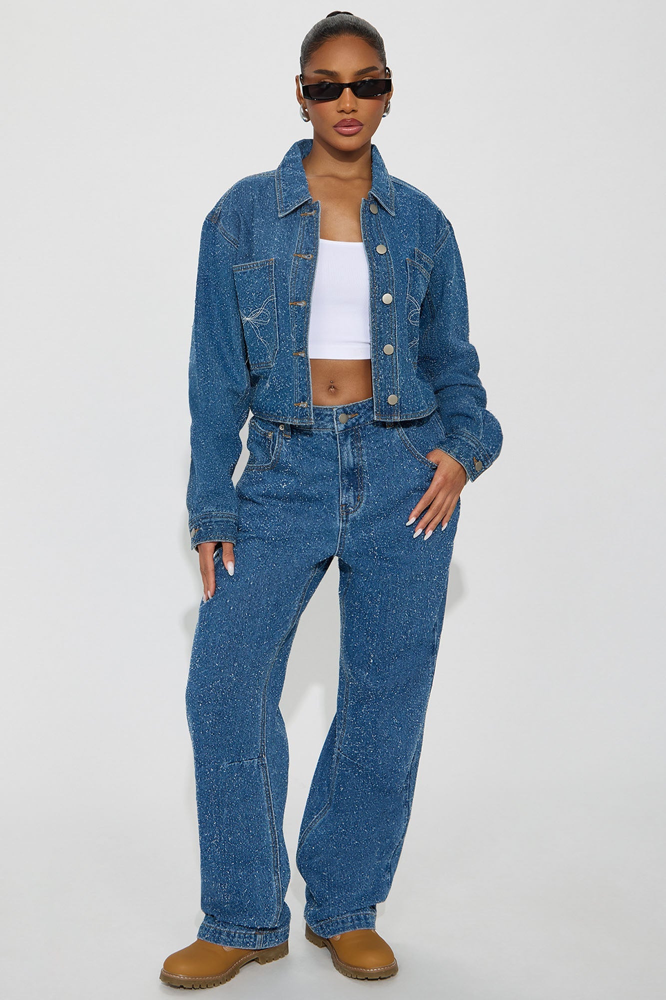 Just A Fling Denim Shacket - Medium Wash