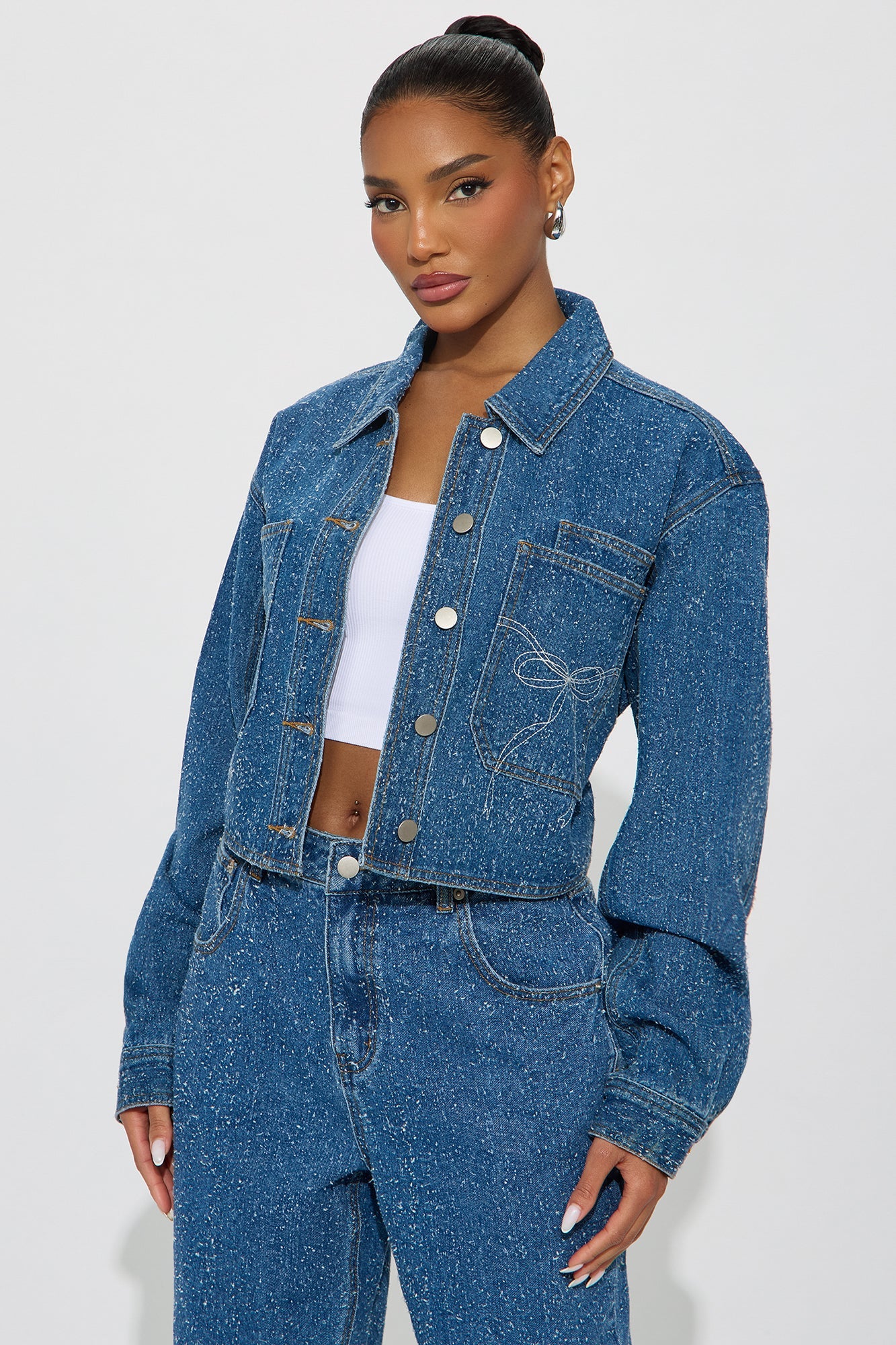 Just A Fling Denim Shacket - Medium Wash