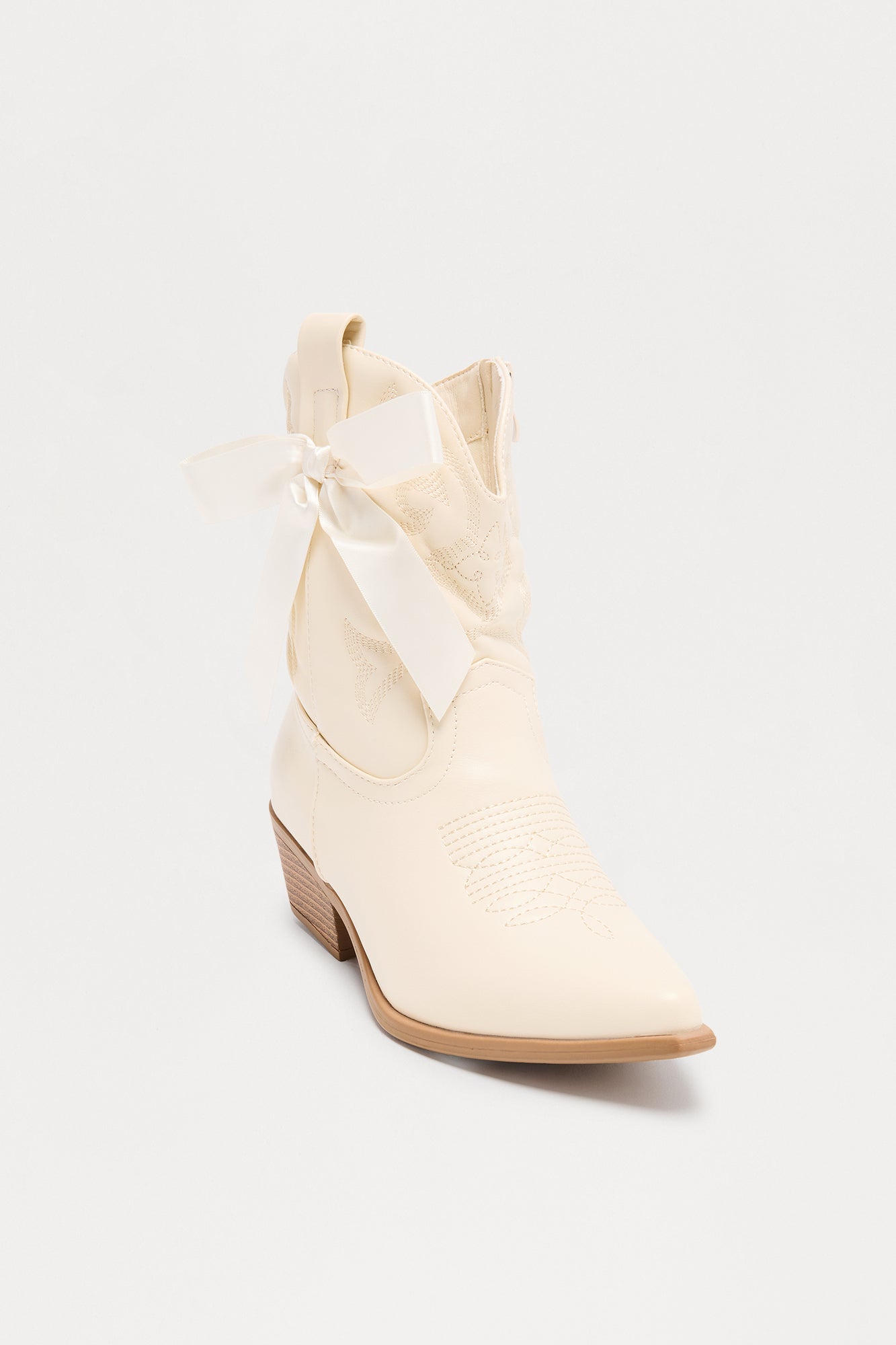 Willa Bow Cowboy Booties - Ivory