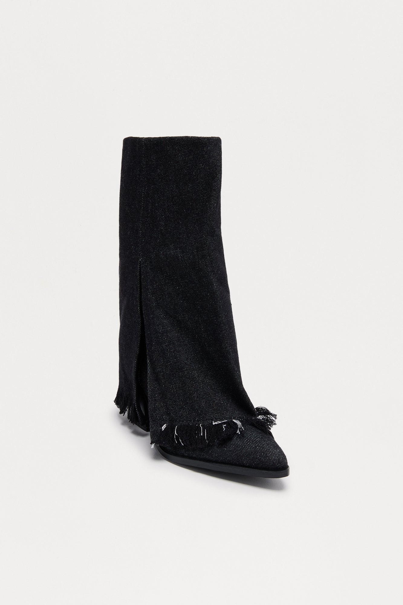 Laura Denim Overlay Boots - Black