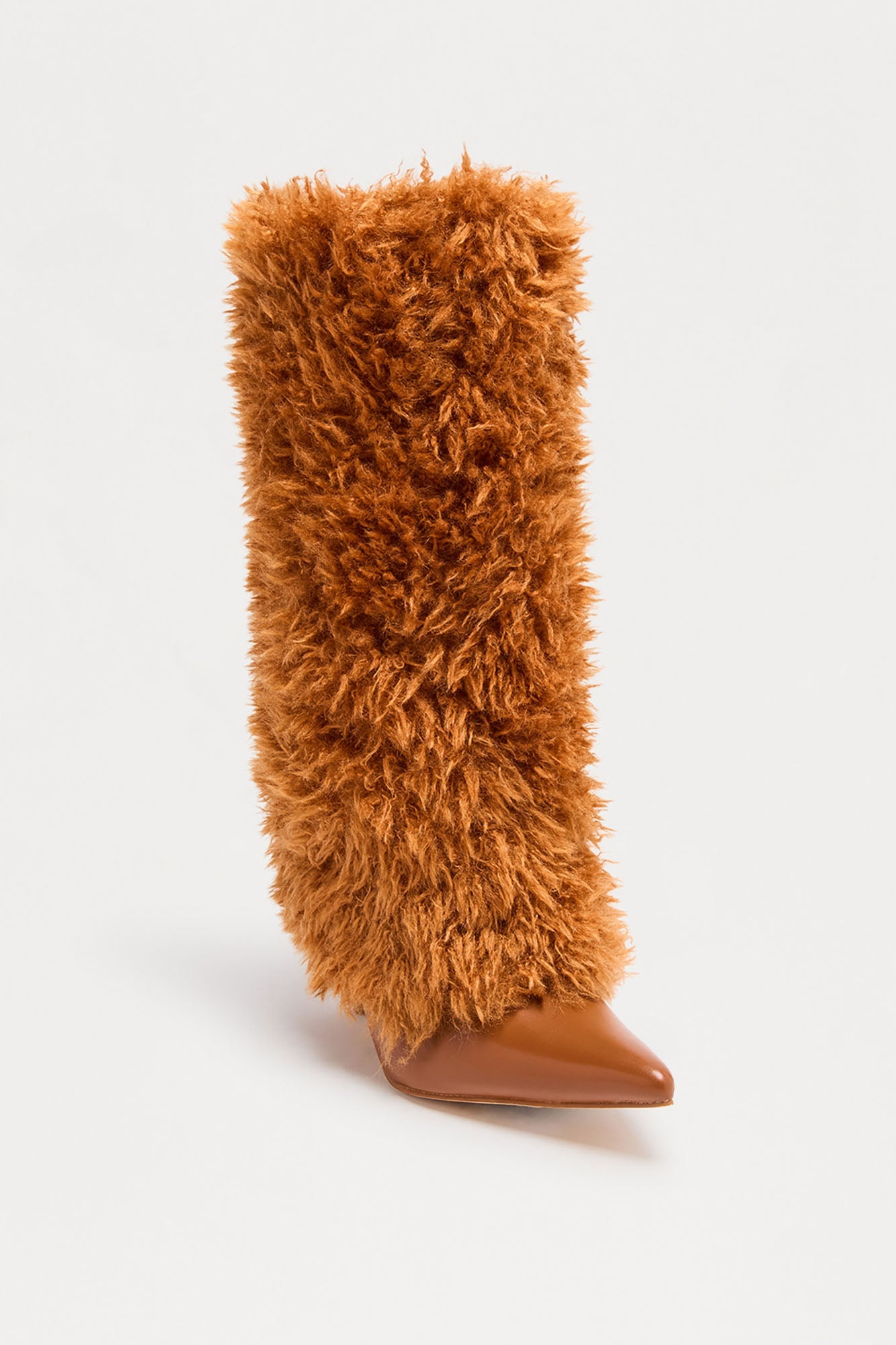 Winter Faux Fur Overlay Boots - Brown