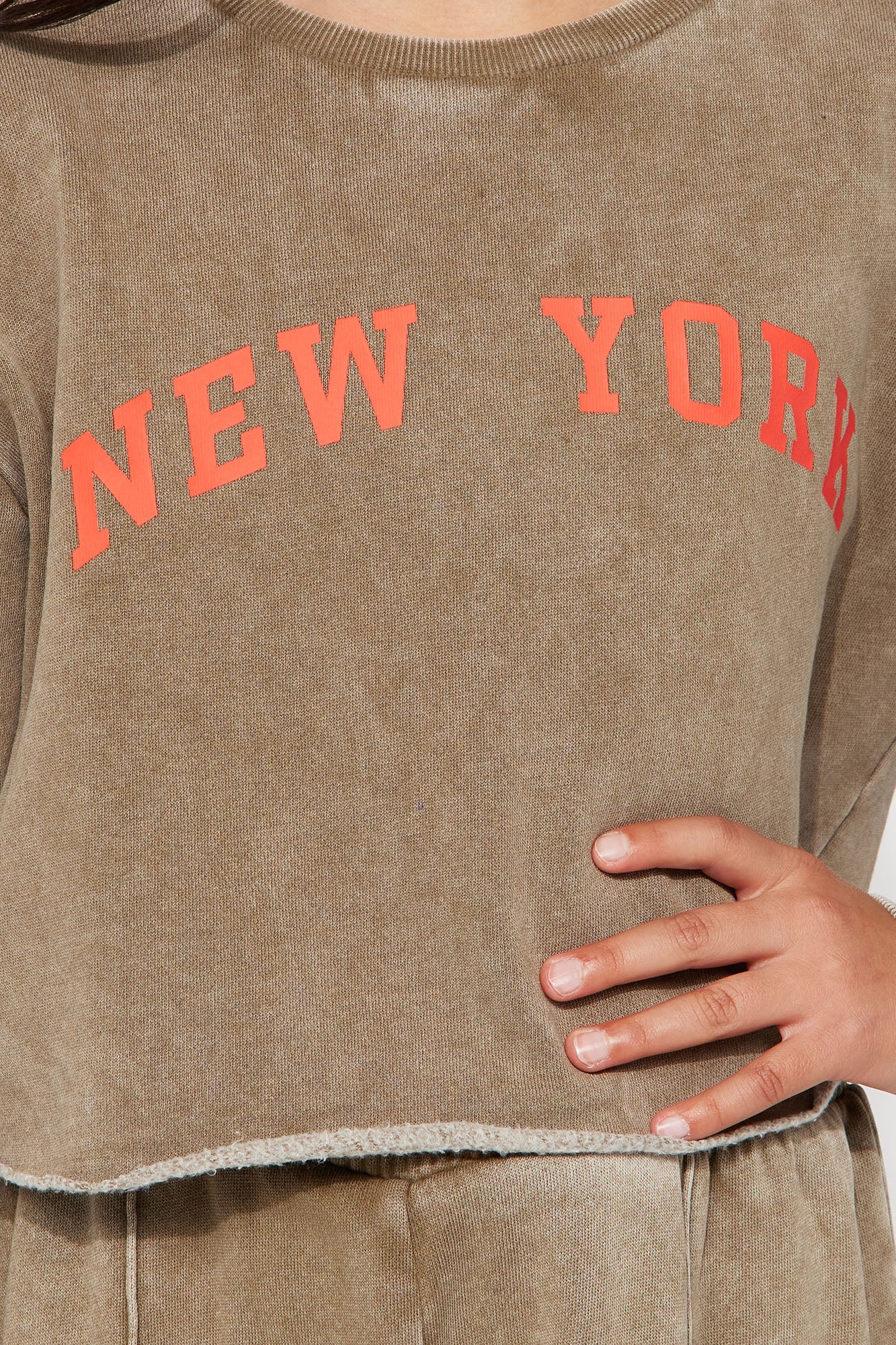 Mini New York Cropped Sweatshirt - Taupe/combo