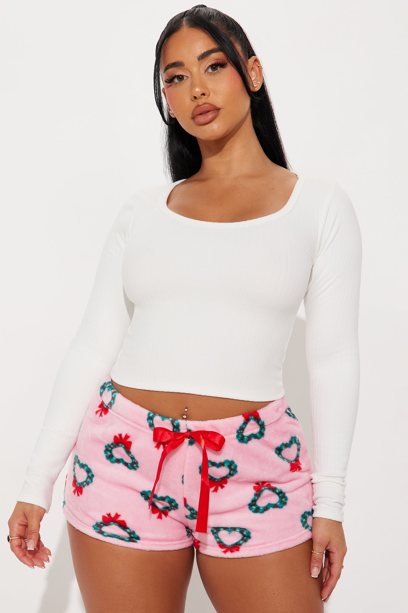I Heart Christmas Plush PJ Short - Pink/combo