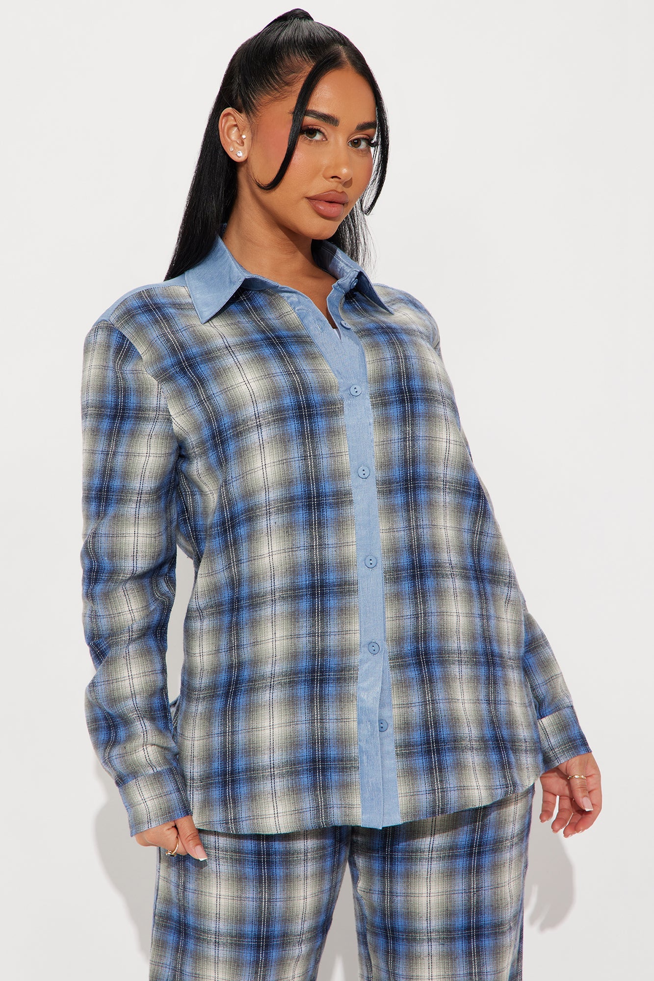 In the Mix Flannel Boxer Pant Set - Blue/combo