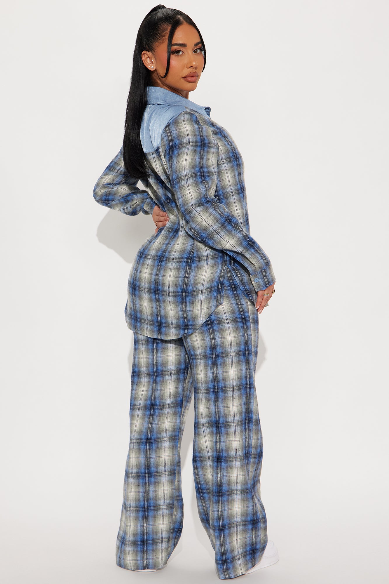 In the Mix Flannel Boxer Pant Set - Blue/combo