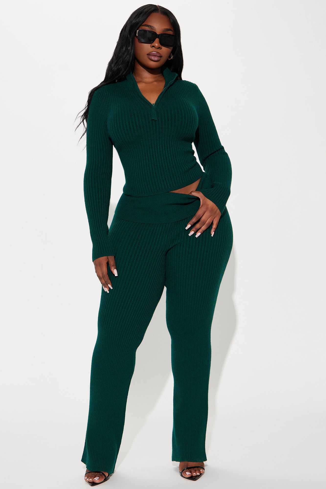 Sheena Sweater Foldover Pant Set - Hunter