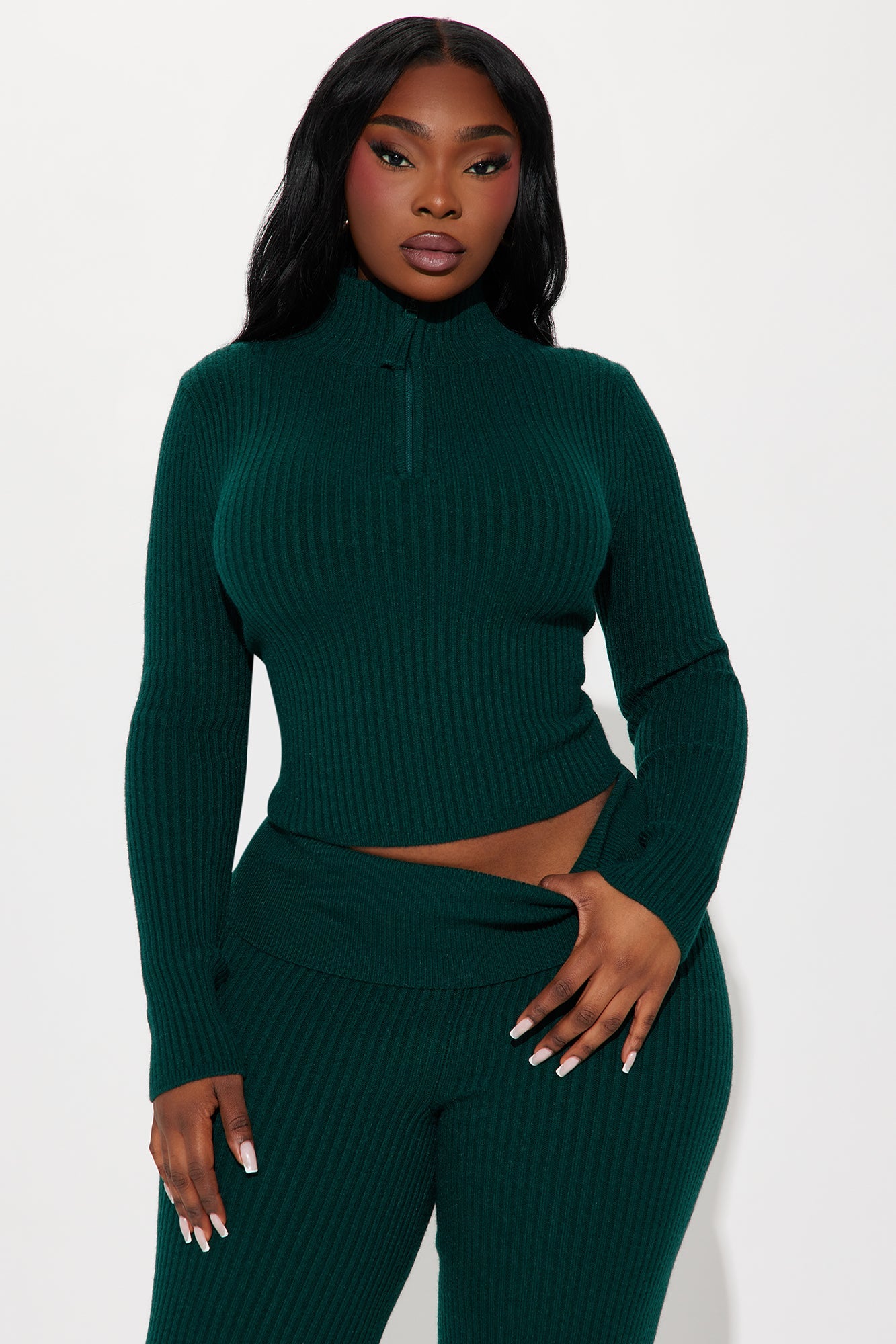 Sheena Sweater Foldover Pant Set - Hunter