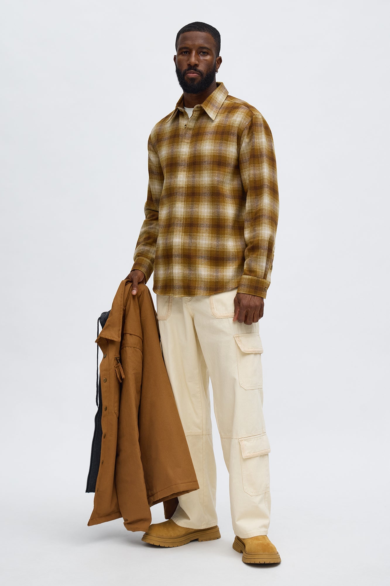 Relaxed Denali Plaid Button Up Shirt - Brown