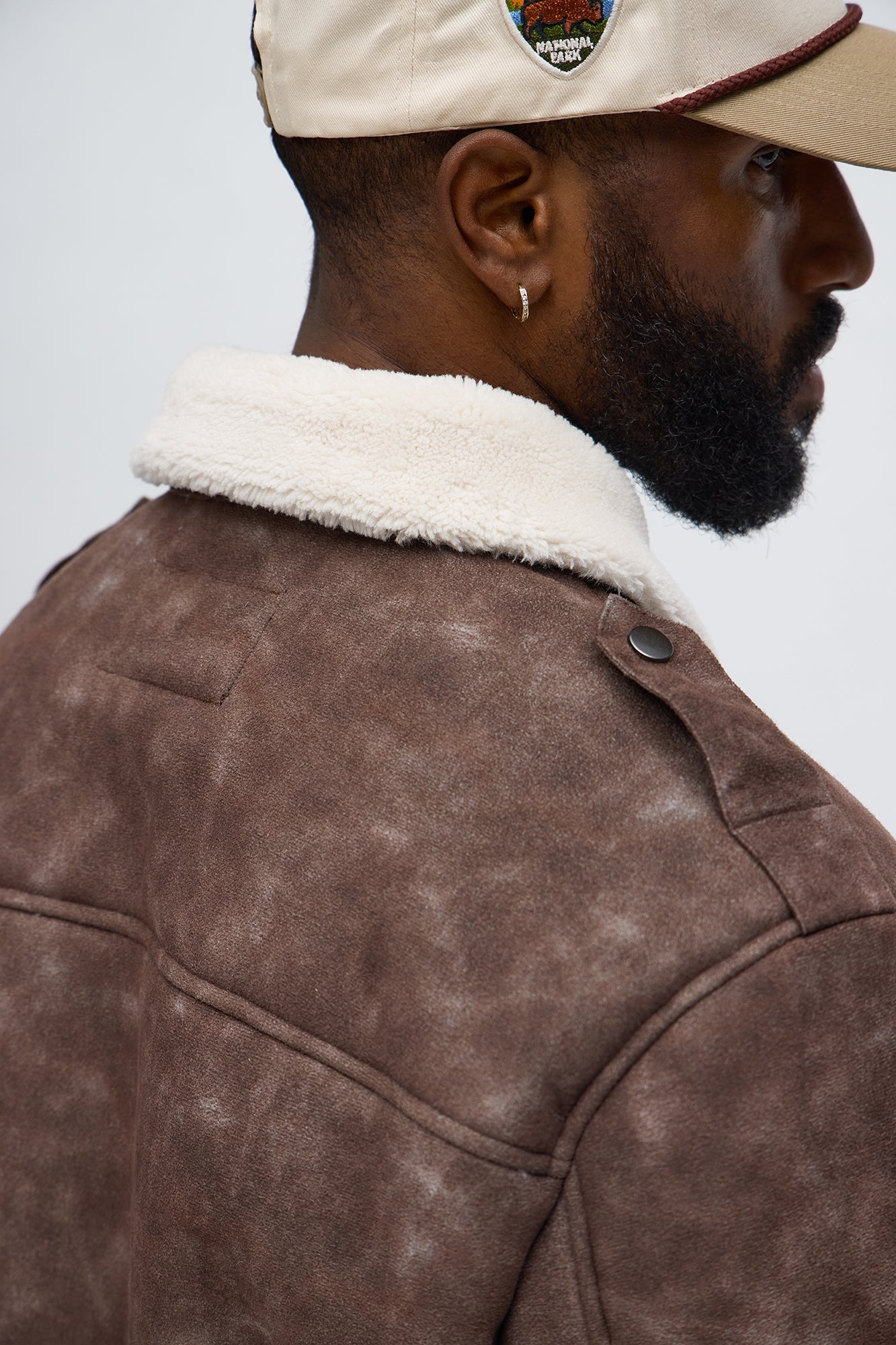 Sherpa Collared Aviator Jacket - Brown