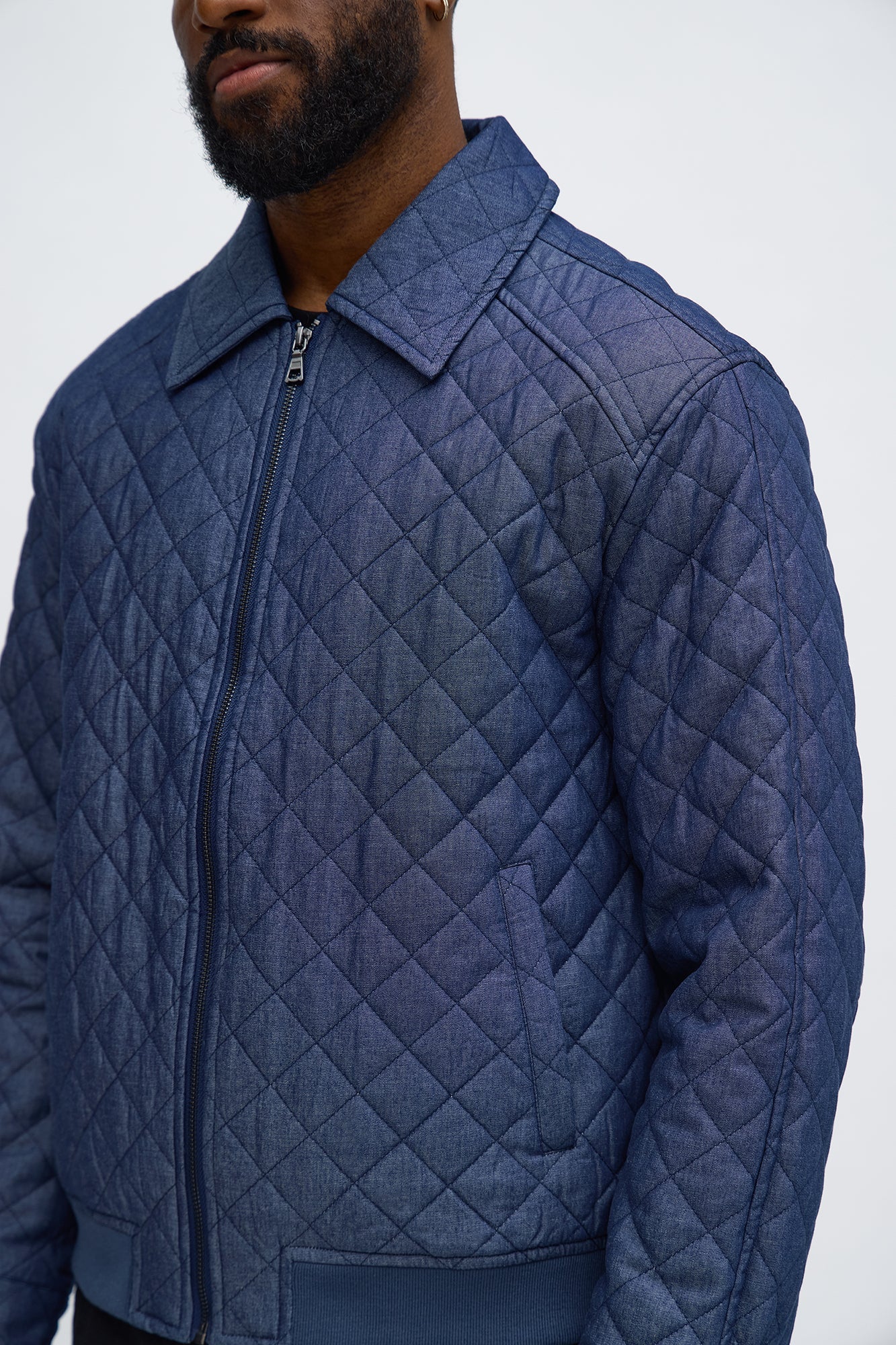 Relaxed Quilted Work Jacket - Blue