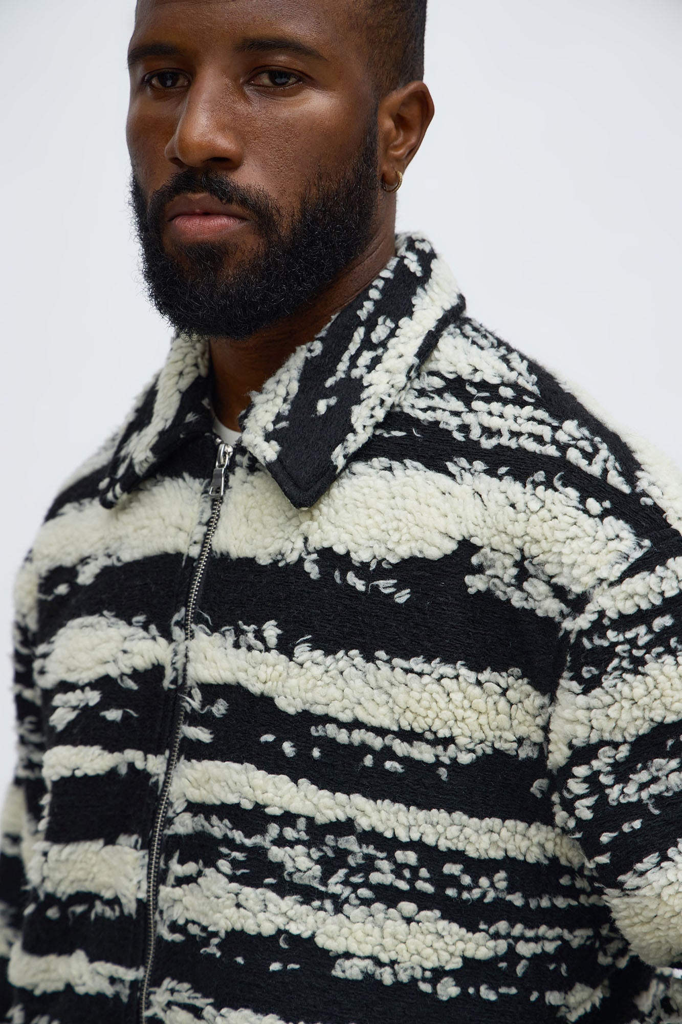 Relaxed Stay In Your Lane Sherpa Jacket - Black/combo