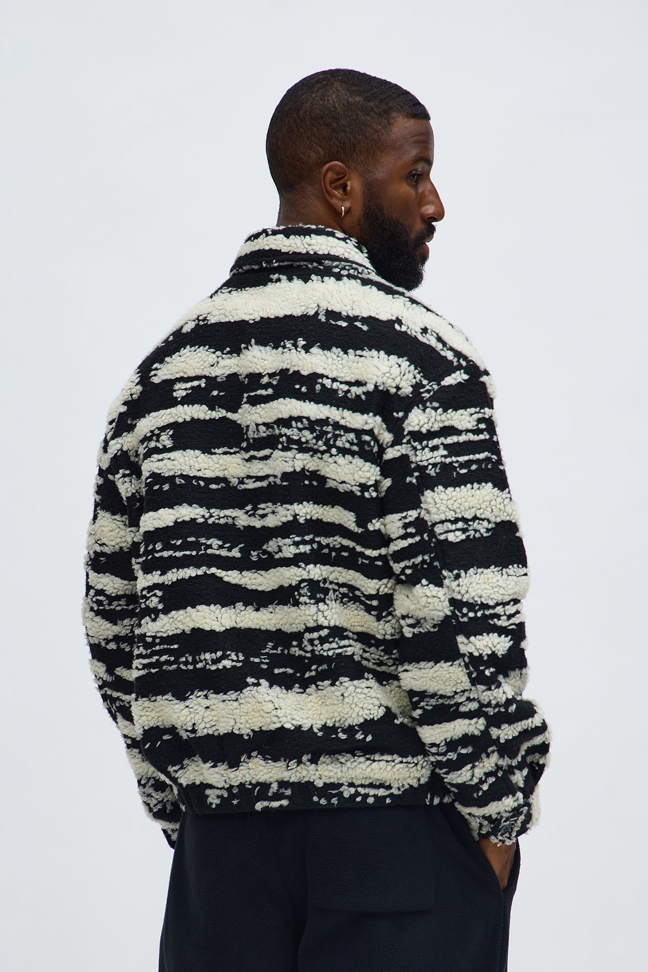Relaxed Stay In Your Lane Sherpa Jacket - Black/combo