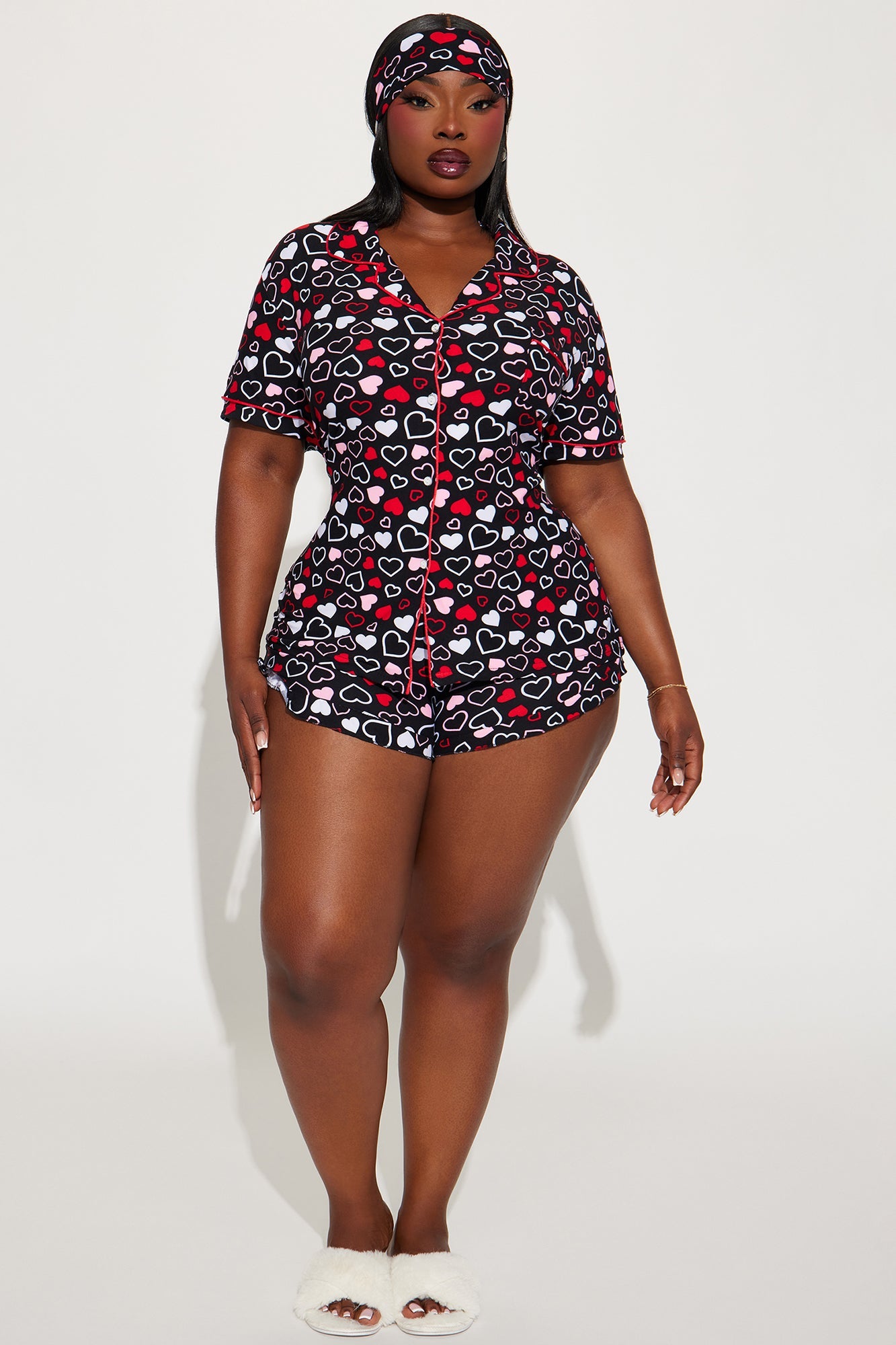 Love This Bed 3 Piece PJ Short Set - Red/Black