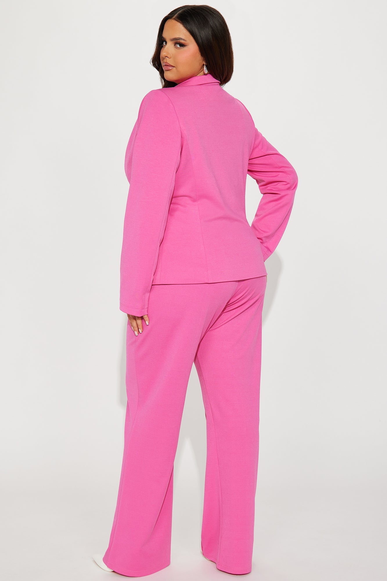 Business Per Usual Blazer Pant Set - Hot Pink