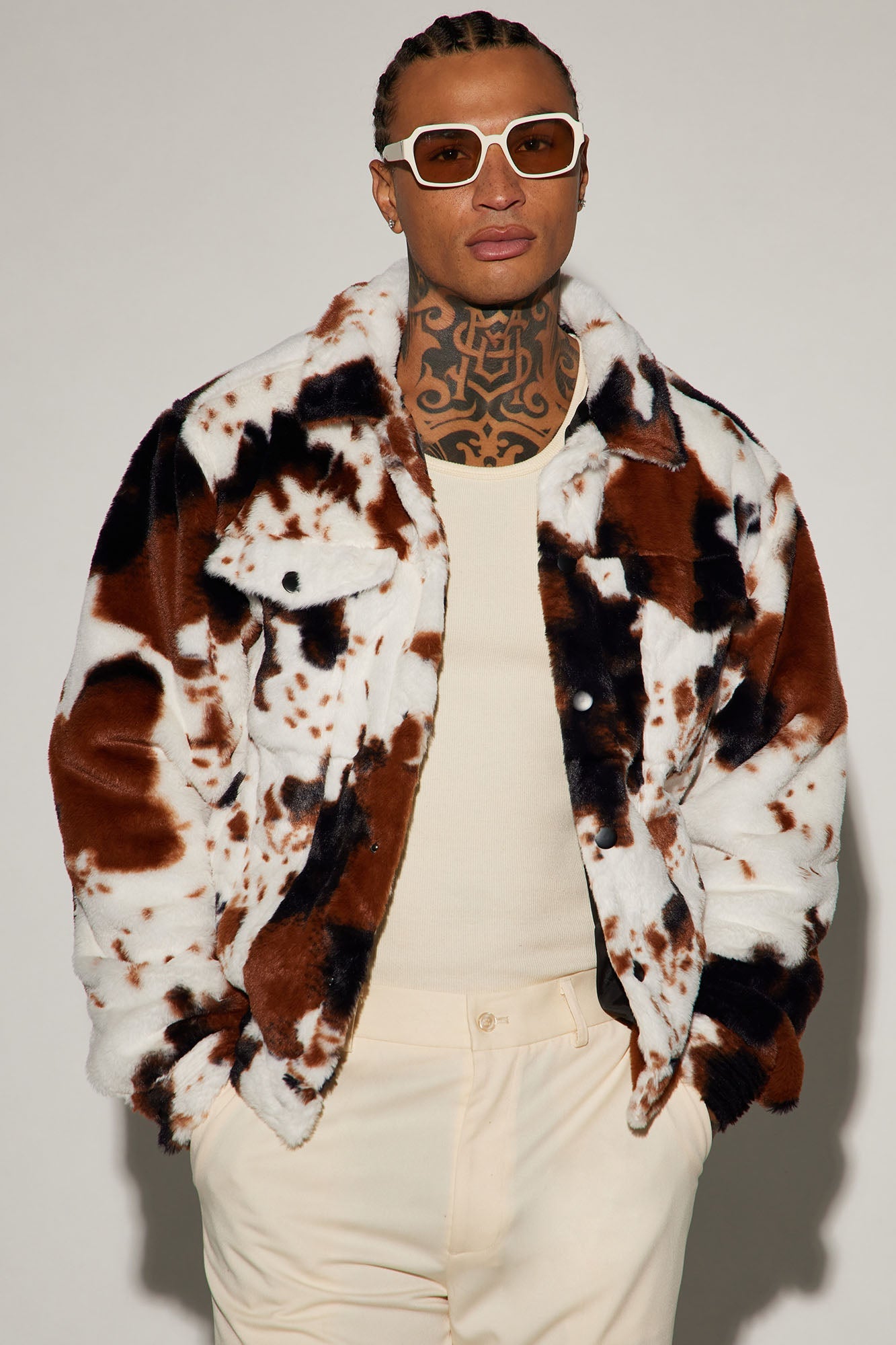 Whole Lotta Money Faux Fur Trucker Jacket - Brown Combo