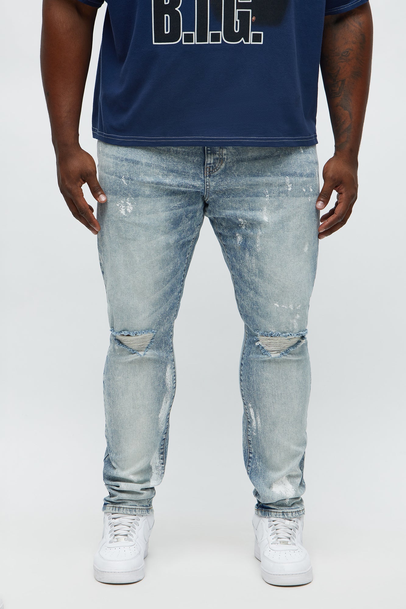 Stacked Skinny Masterpiece Distressed Jean - Light Blue Wash