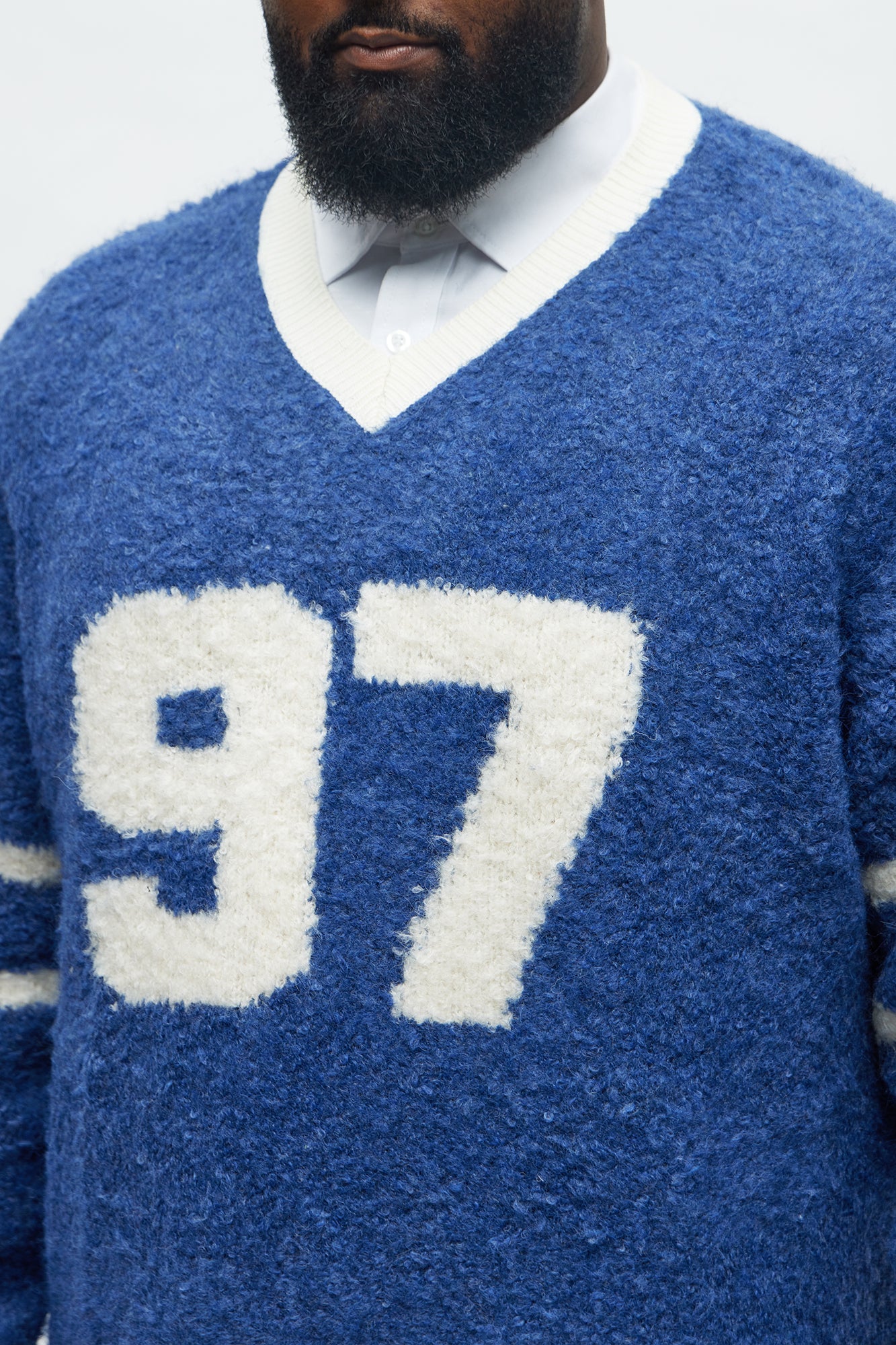 Boxy Winning Team Fuzzy Knit - Teal/combo
