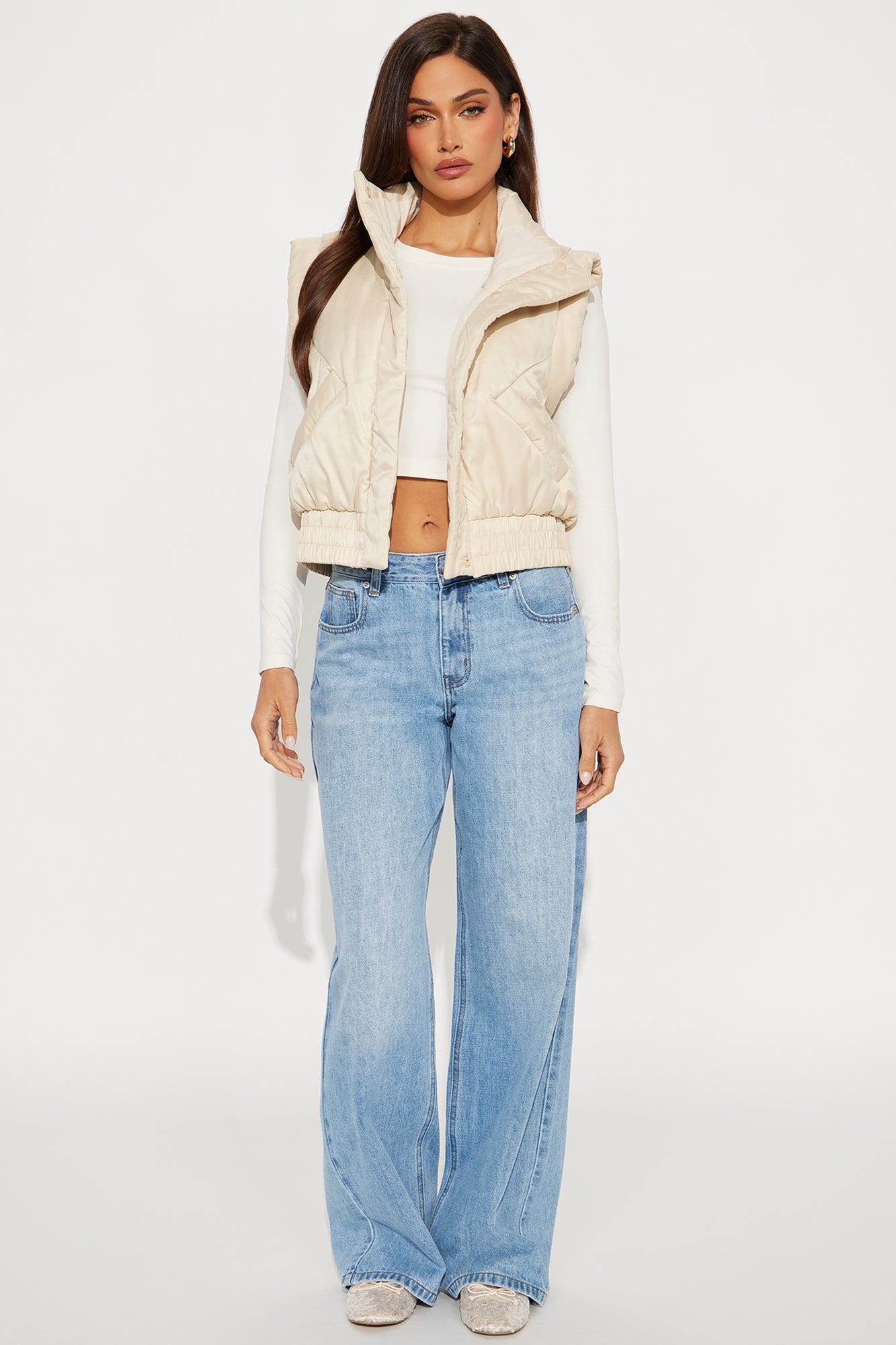 Cabin Cutie Puffer Vest - Beige