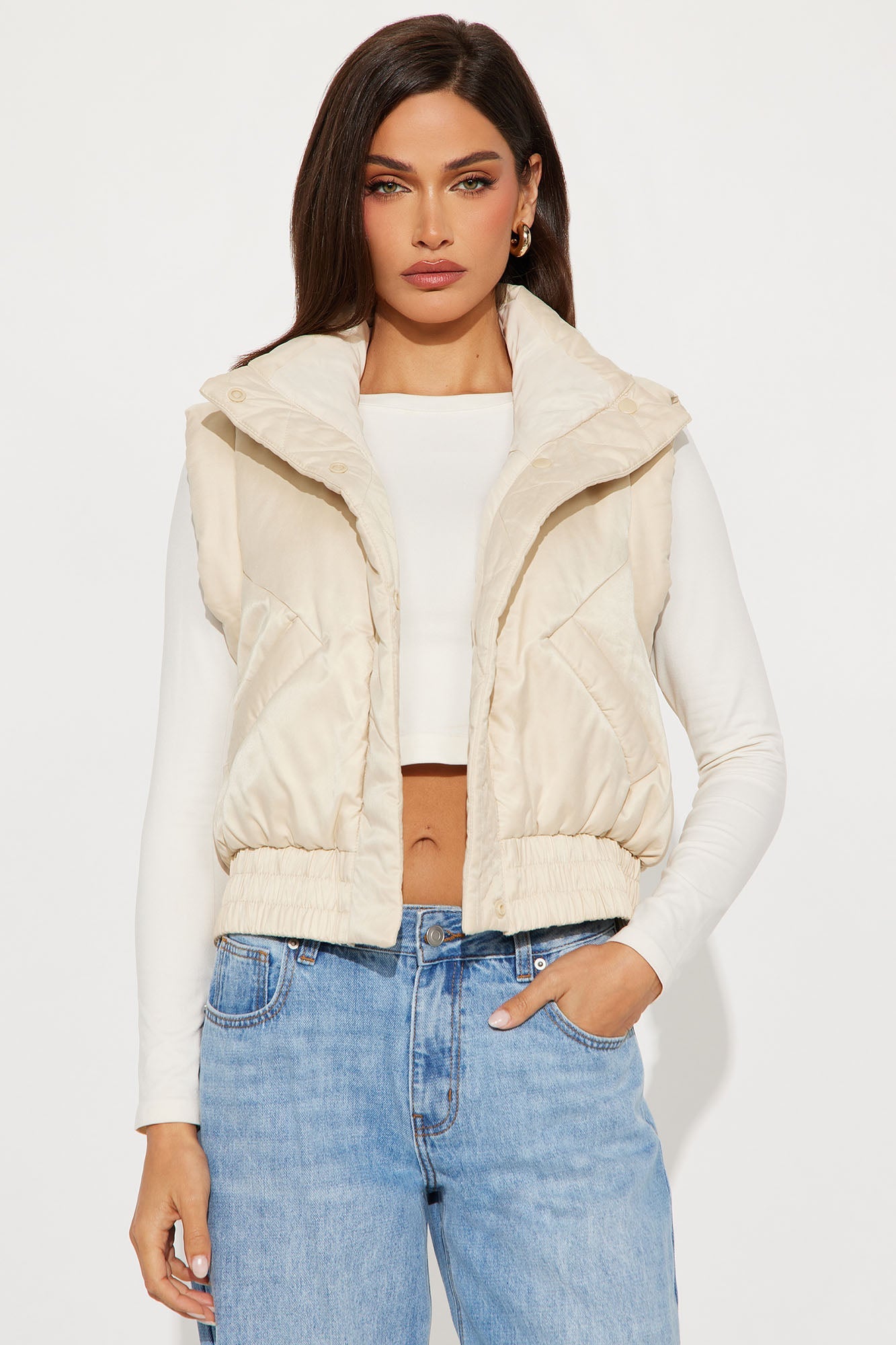 Cabin Cutie Puffer Vest - Beige