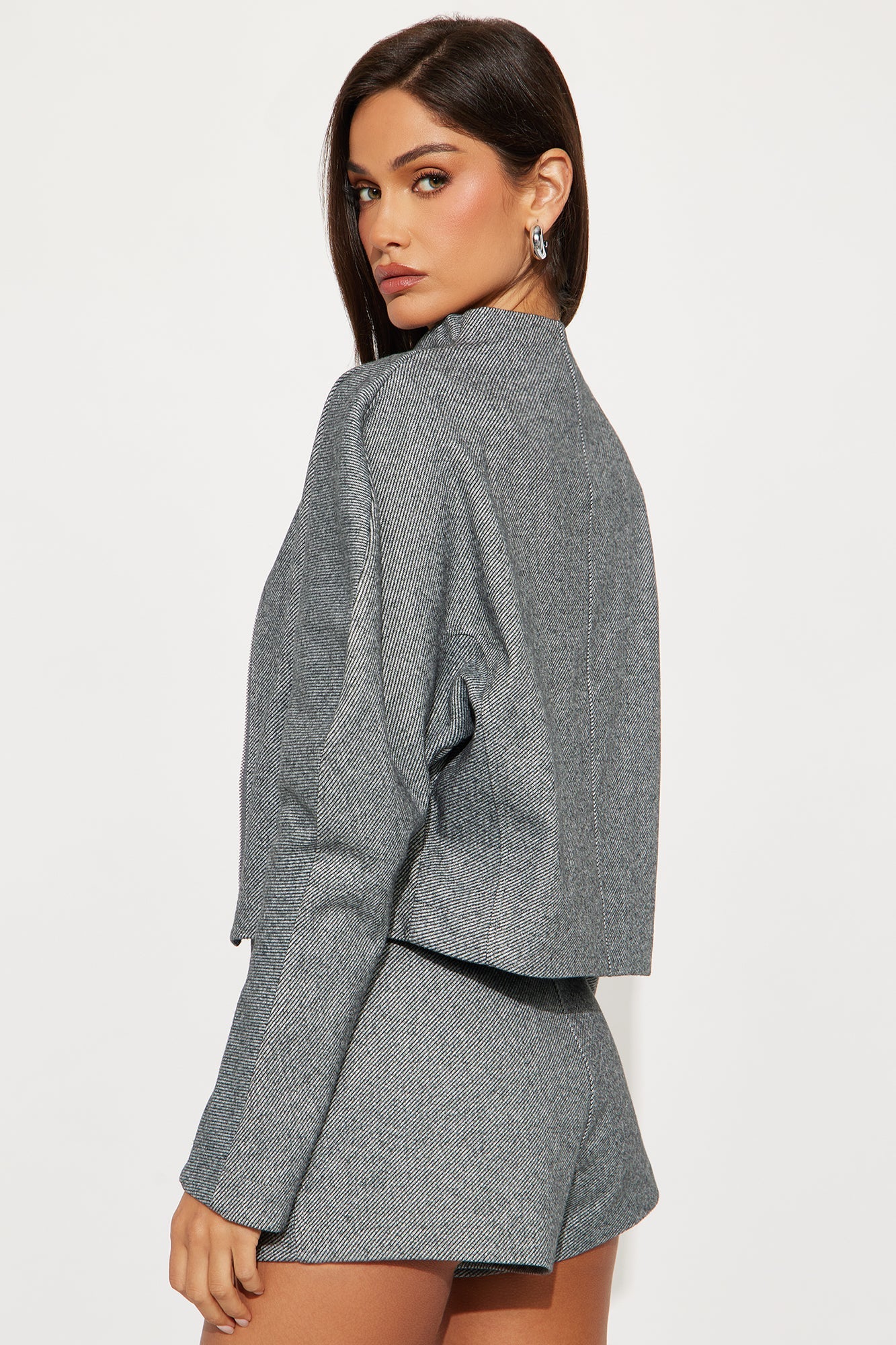 Fallon Zip Up Jacket Short Set - Grey