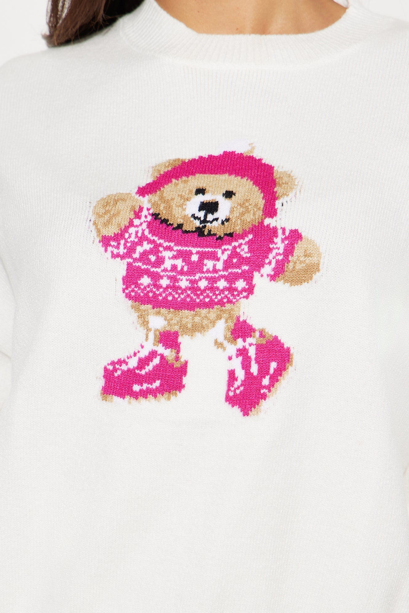 Skate Teddy Cropped Sweater - Ivory/combo