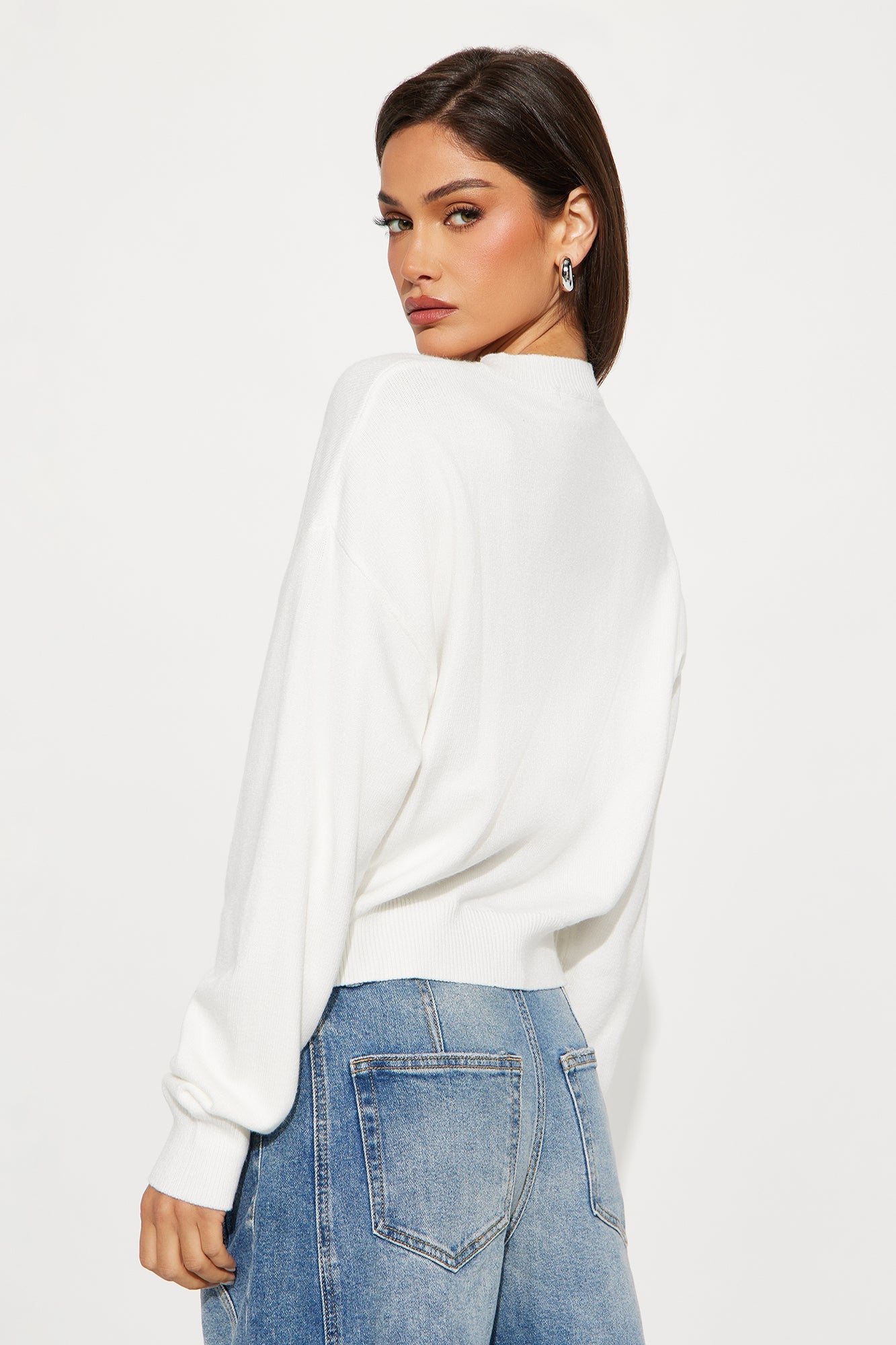 Skate Teddy Cropped Sweater - Ivory/combo