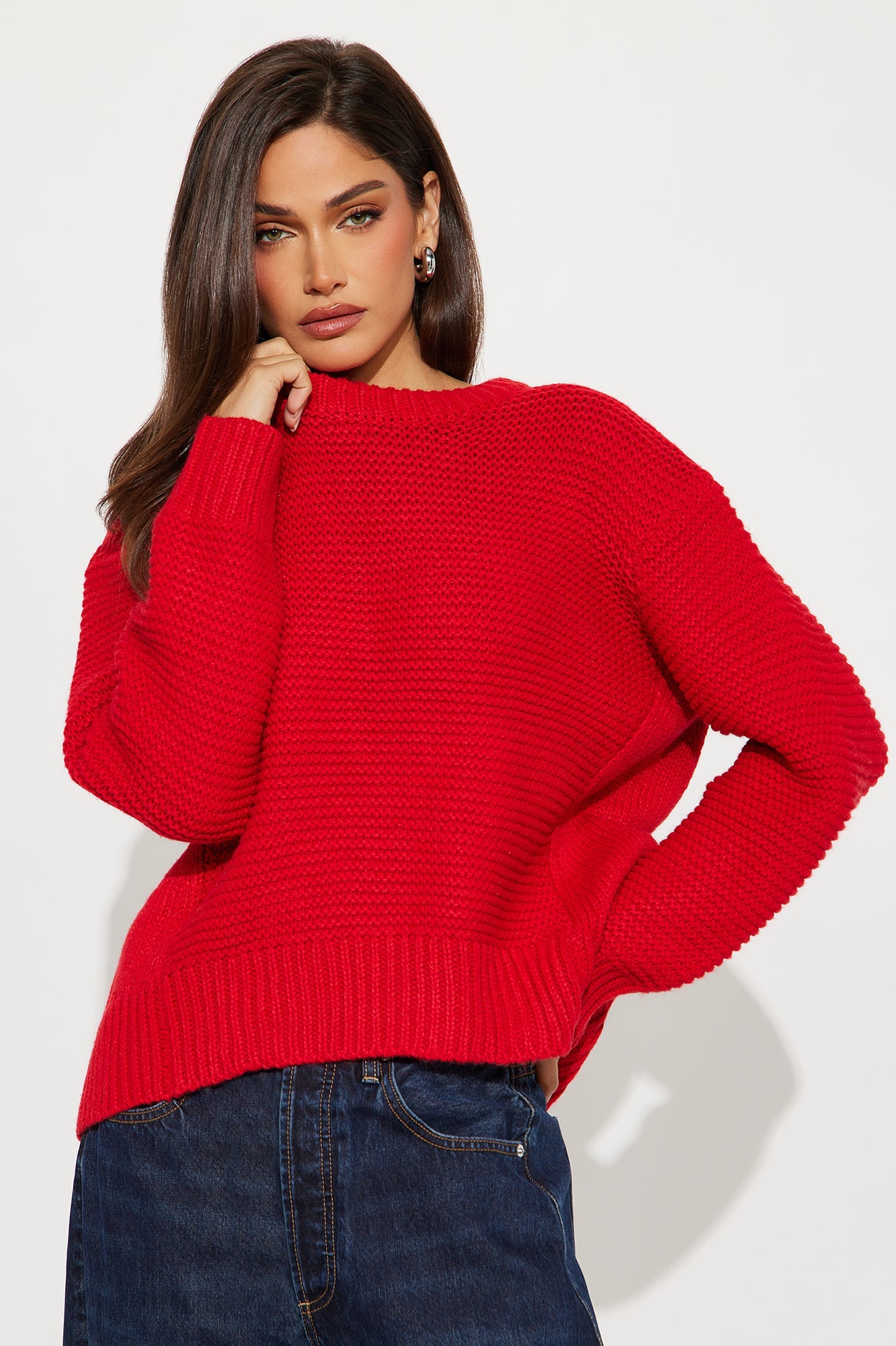 Good Feeling Pullover Sweater - Red