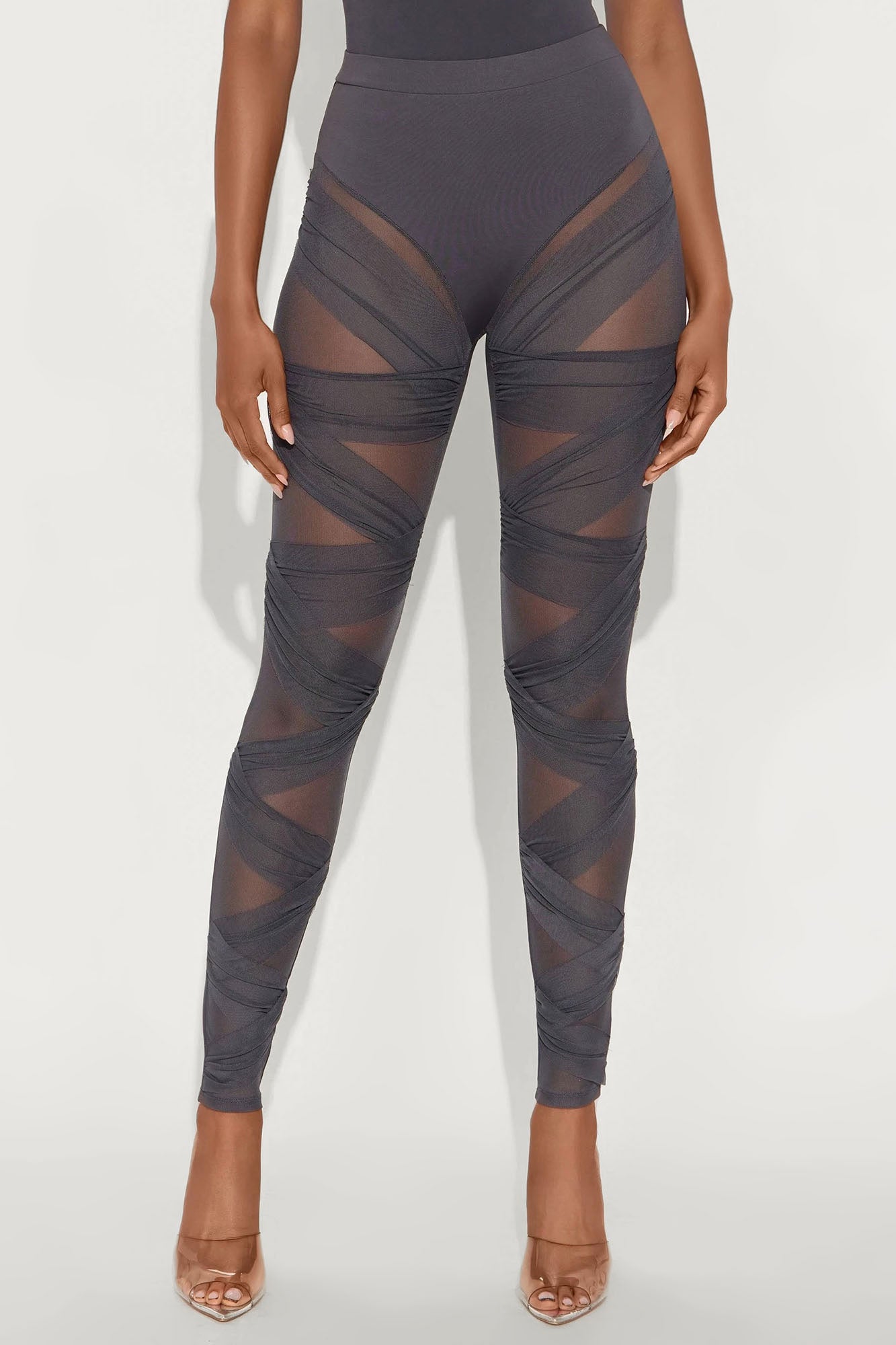 Heartbreaker Moves Mesh Cut Out Legging - Charcoal