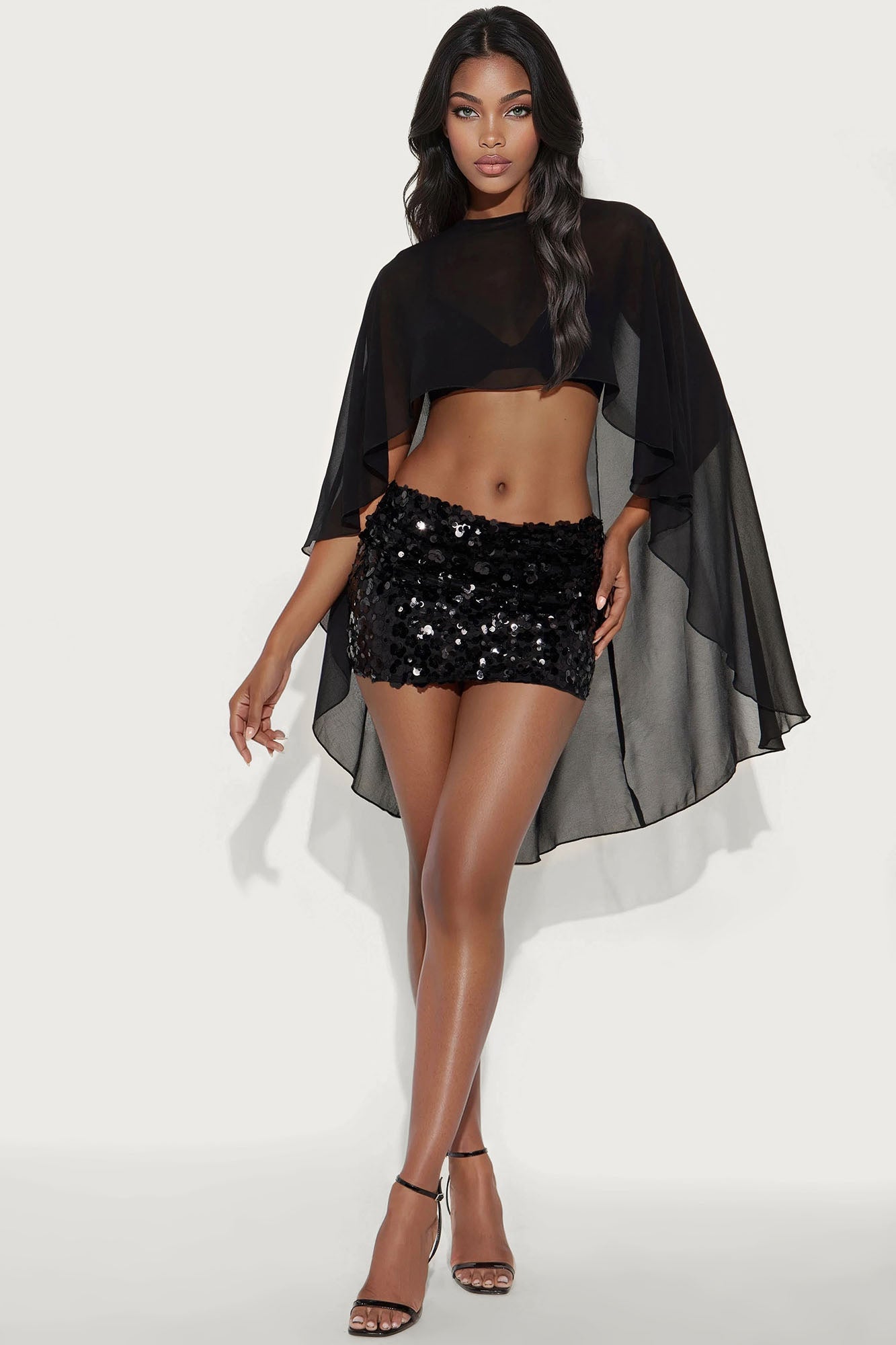 That Girl Embellished Skirt Set - Black