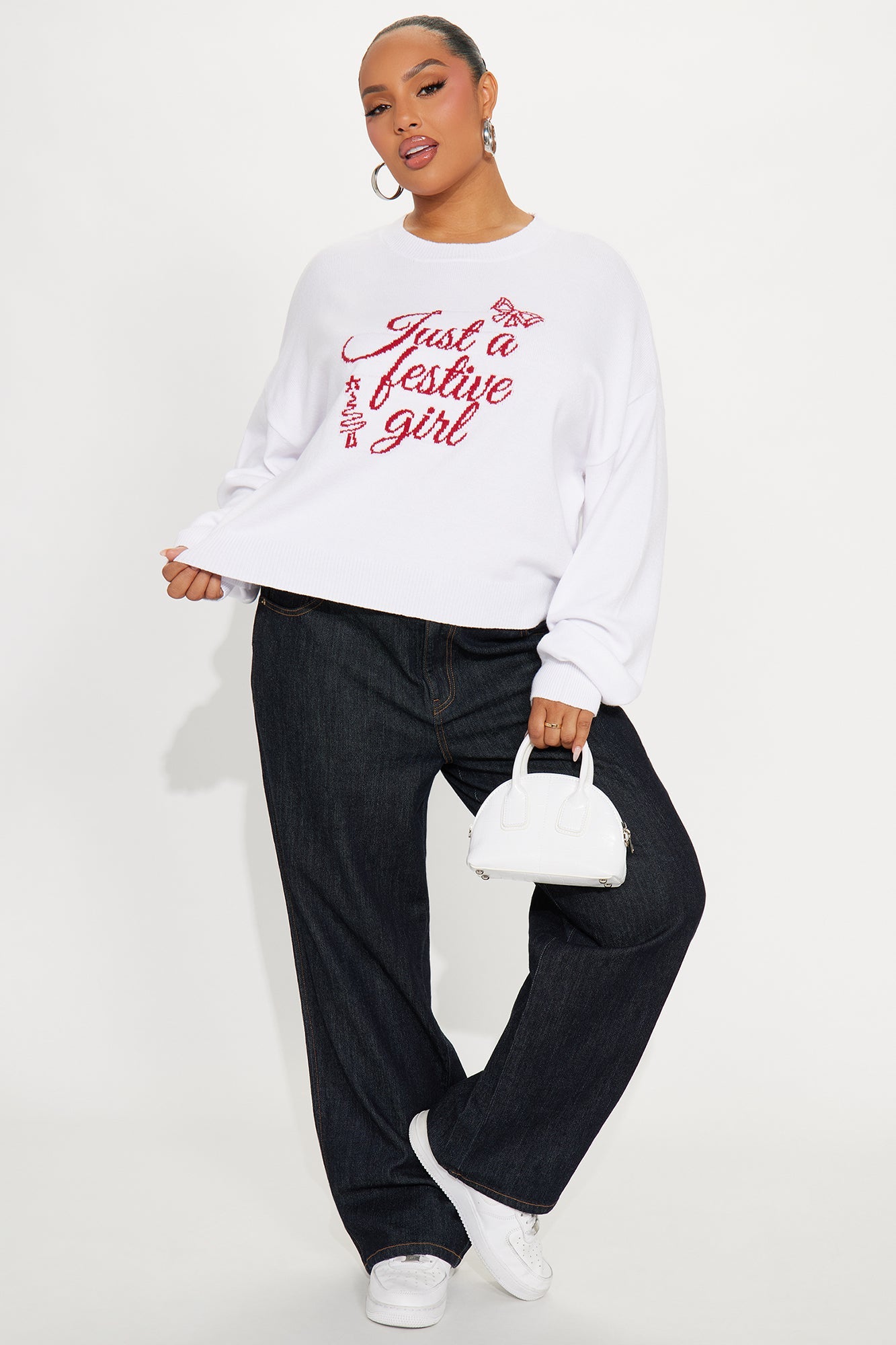 Just A Festive Girl Cropped Sweater - White/combo